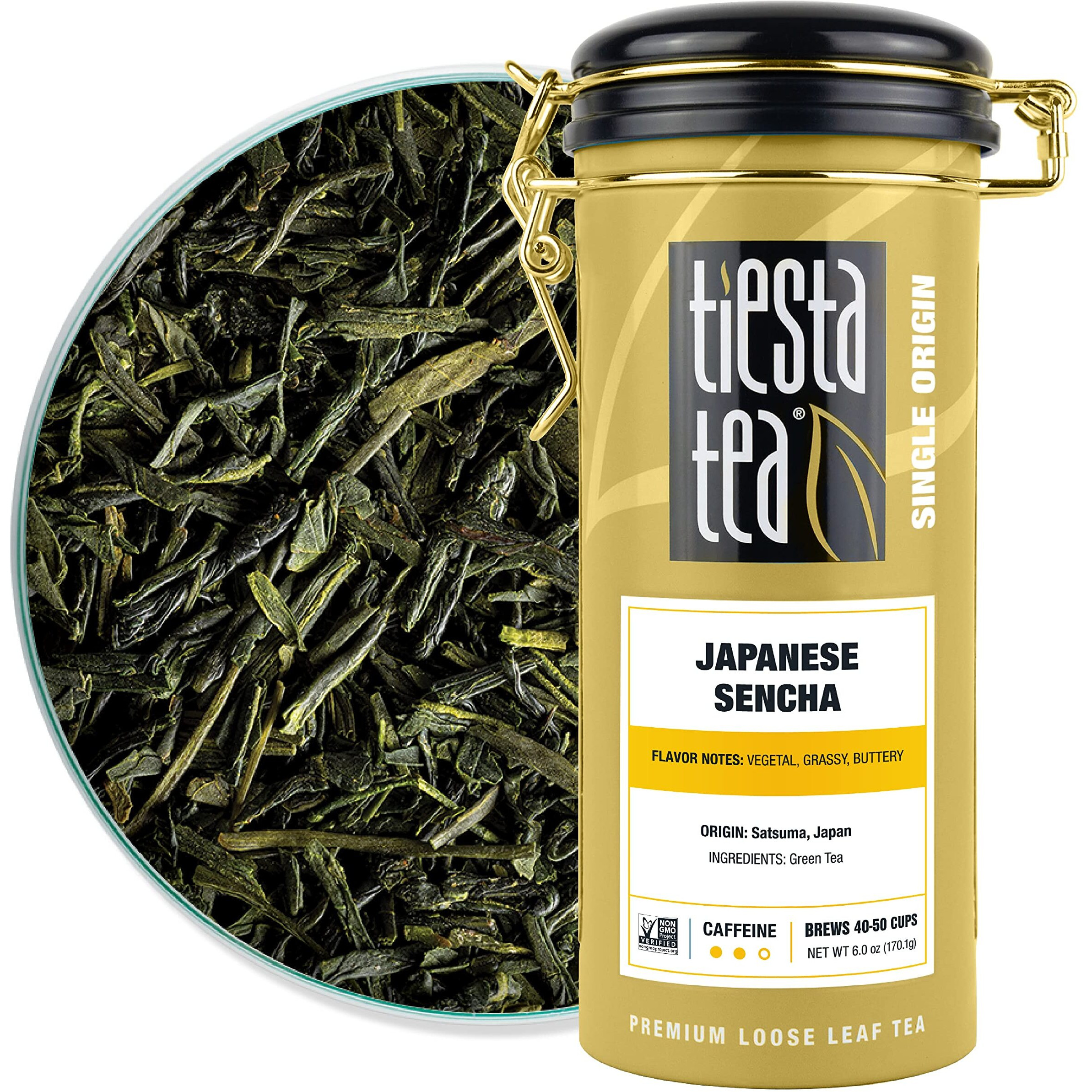 Tiesta Tea - Japanese Sencha Tea | Single Origin Premium Loose Leaf Sencha Green Tea | Medium Caffeinated | Make Hot Or Iced Tea & Up To 50 Cups | 100% Pure Unblended - 6Oz Refillable Tin
