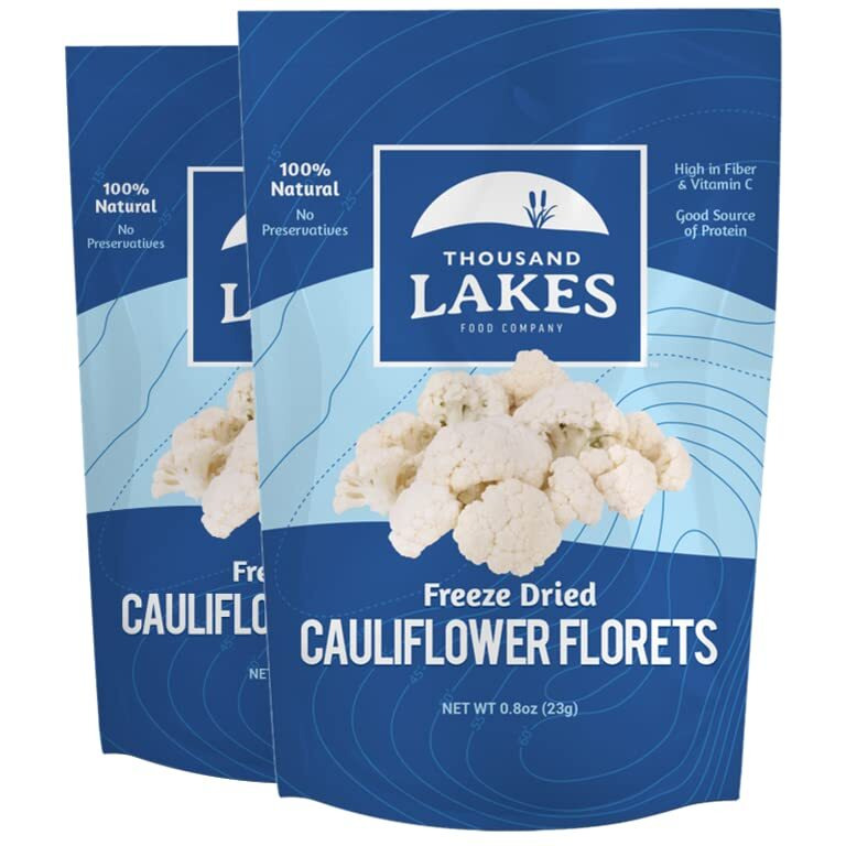 Thousand Lakes Freeze Dried Vegetables - Cauliflower Florets And Stems 2-Pack 0.8 Ounces (1.6 Ounces Total) | No Salt Added