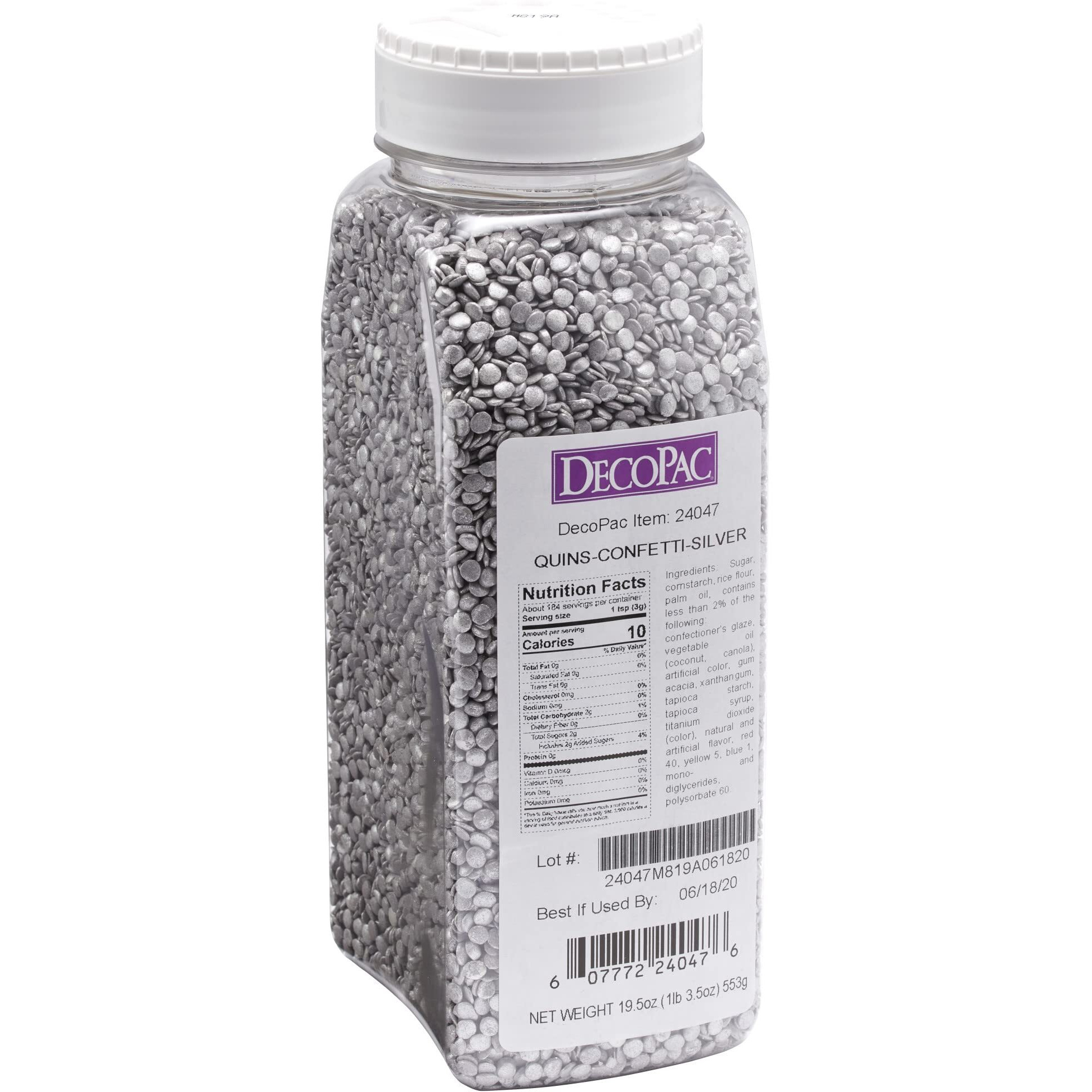 Decopac Confetti Silver Quins Sprinkles, 1.21 Lb