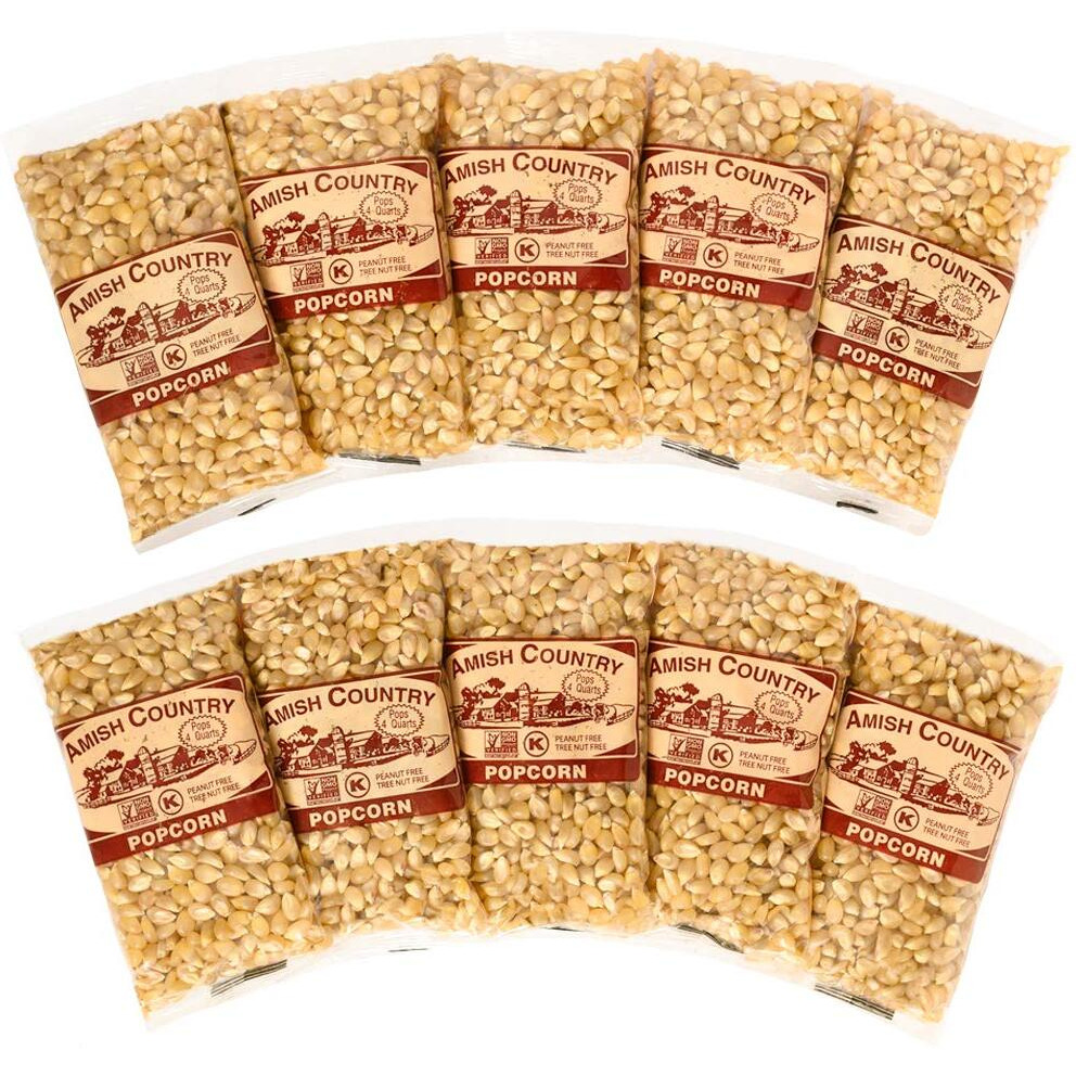 Amish Country Popcorn | 10-4 Oz Bags | Medium White Popcorn Kernels | Old Fashioned, Non-Gmo And Gluten Free