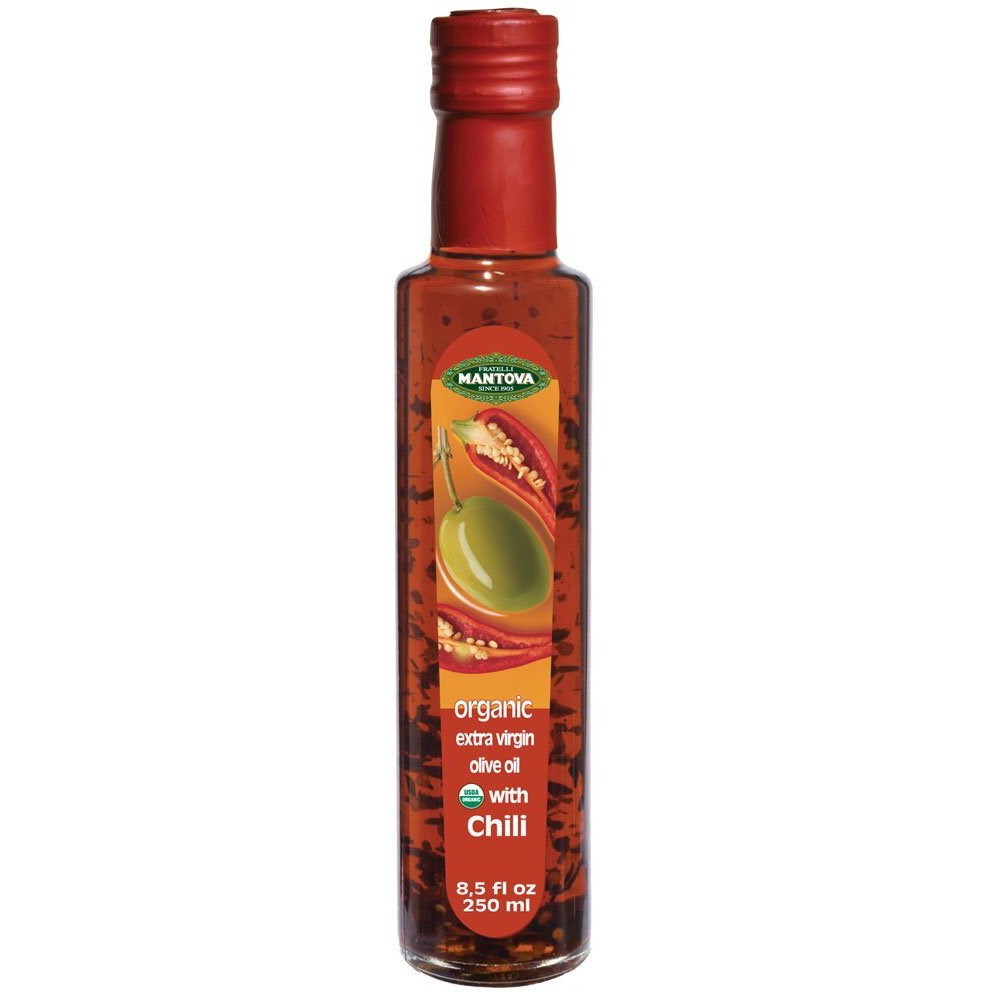 Mantova Organic Chili Flavored Extra Virgin Olive Oil 8.5 Oz, (Pack Of 2) 100% Italian Extra Virgin Olive Oil, All Designed To Make Cooking Your Favorite Dishes Easy And Delicious. Infused With Hot Peppers Brings Just The Right Touch Of Spicy Flavor To All Kinds Of Dishes. Convenience, Freshness, Great Taste.