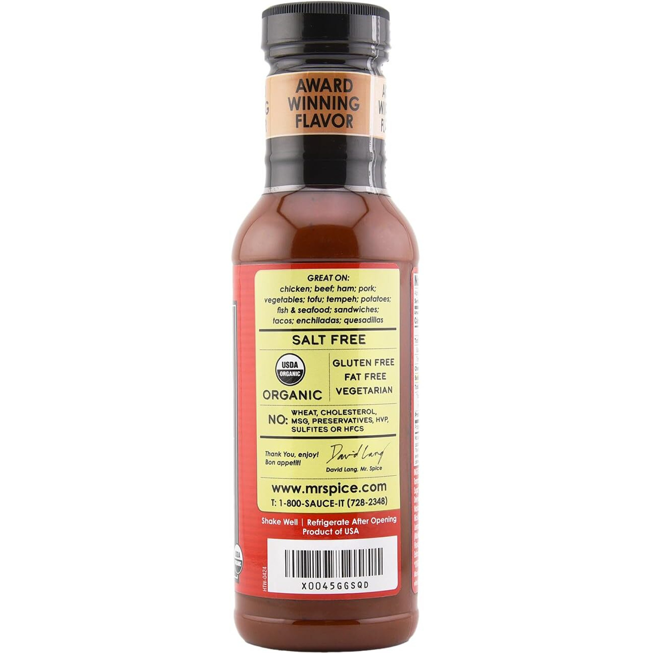 Mr. Spice Organic - Salt Free Sauce (Hot Wing, Single)