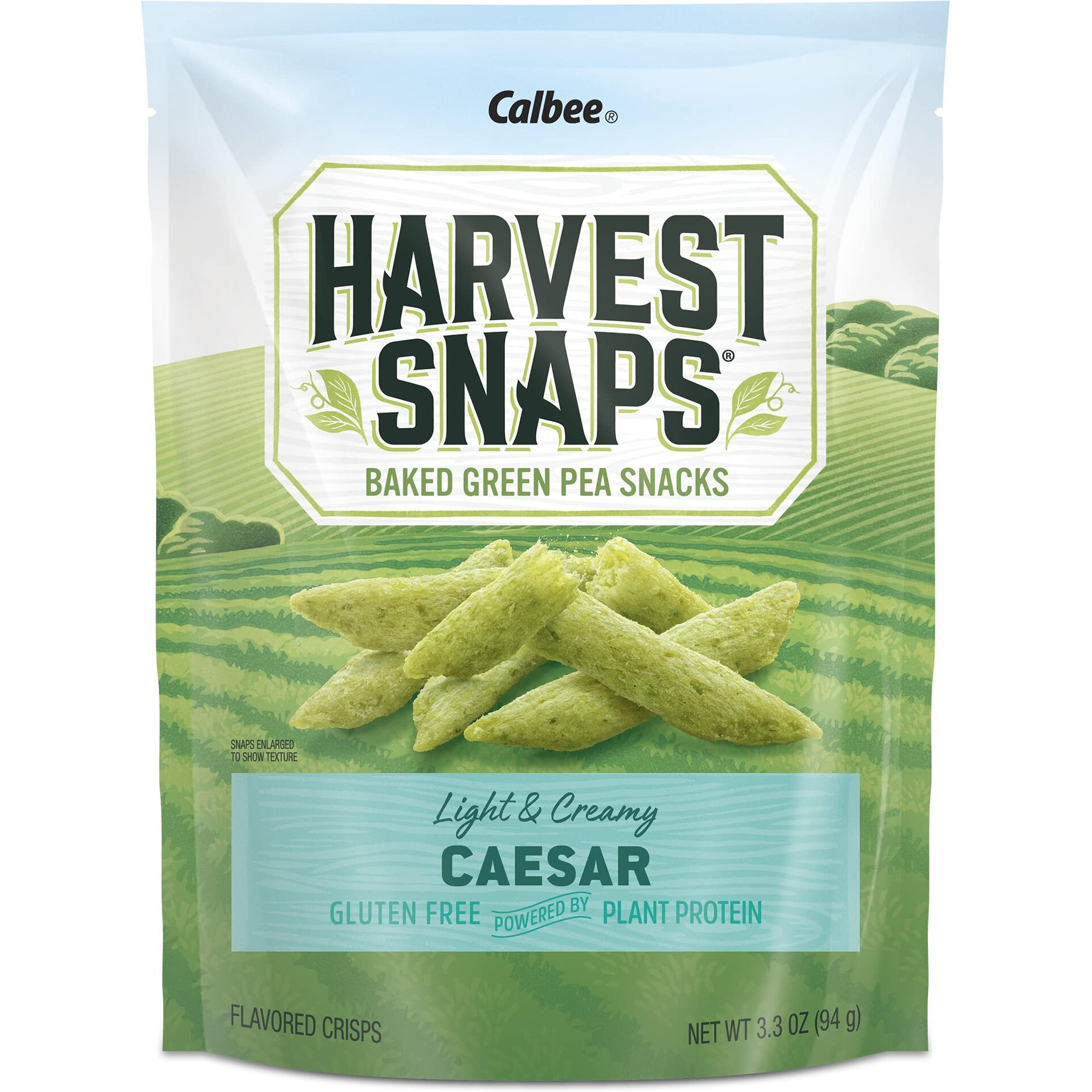 Harvest Snaps Veggie Chips (Green Pea Snack Crisps Caesar, 3.3 Oz) | Powered By Plant Protein, Gluten Free, Non-Gmo Baked Vegetable Crisps | Made In Usa (4 Packs)