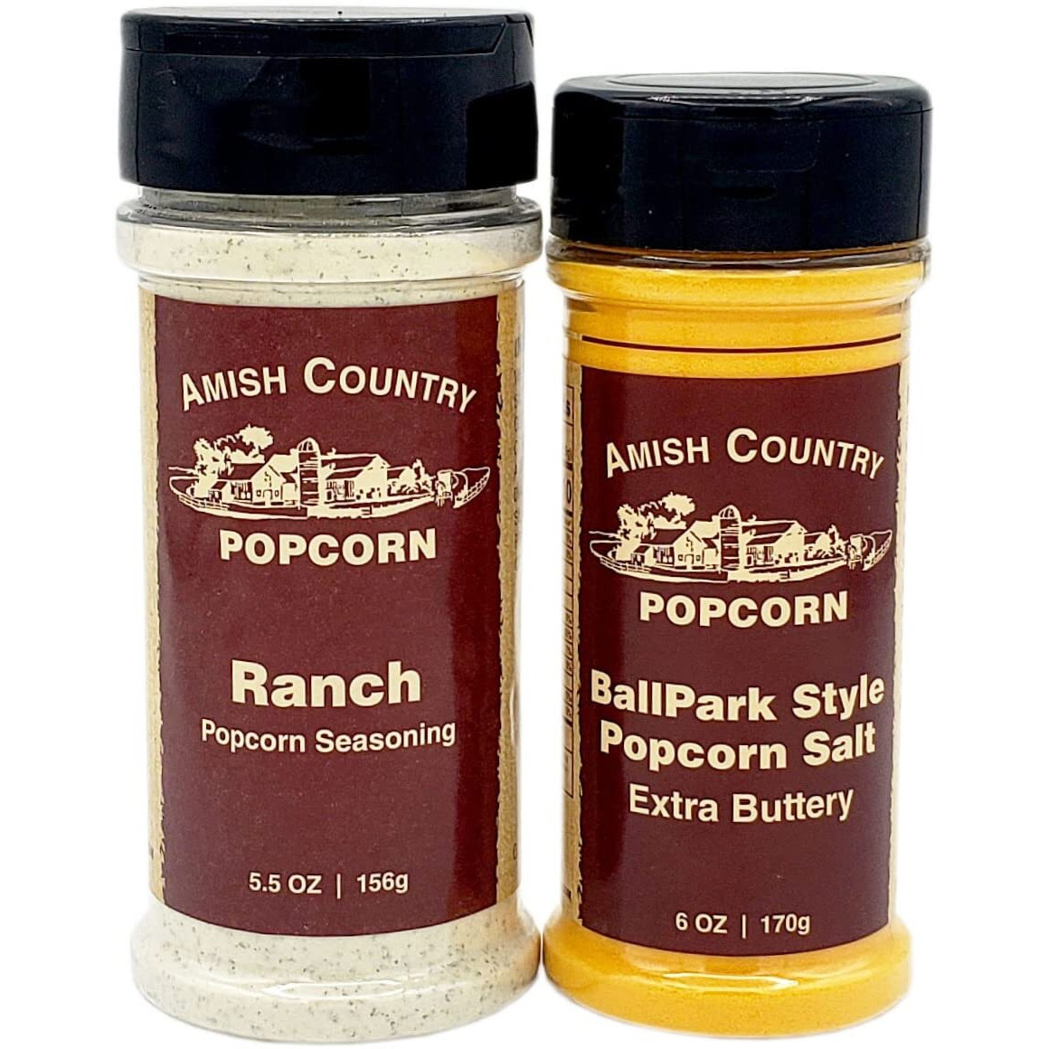 Amish Country Popcorn | Seasoning Variety Pack | Ballpark Style Buttersalt - 6 Oz And Ranch - 5.5 Oz Popcorn Seasoning | Old Fashioned, Non-Gmo And Gluten Free