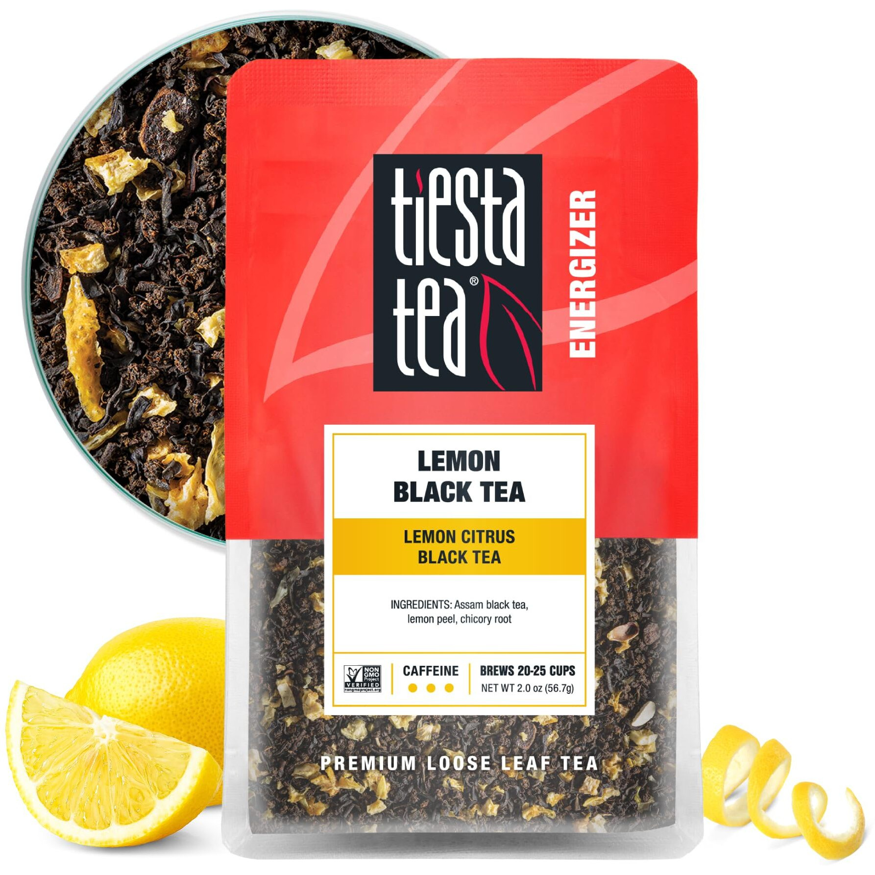 Tiesta Tea - Lemon Black Tea | Lemon Citrus Black Tea | Premium Loose Leaf Tea Blends | High Caffeinated Black Tea | Make Hot Or Iced Tea | Brews Up To 25 Cups - 2 Ounce Resealable Pouch