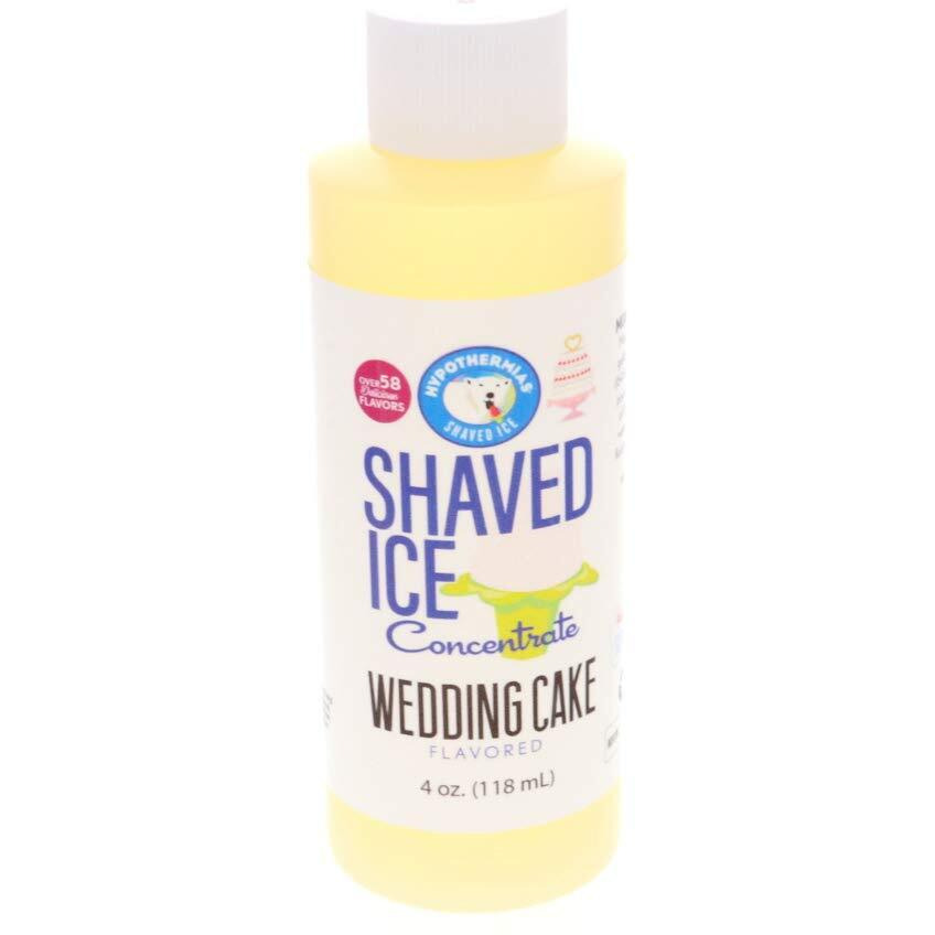 Hypothermias Shaved Ice And Snow Cone Syrup Unsweetened Flavor Concentrate - 4 Fl Oz - Makes 1 Gallon Of Ready To Use Syrup - Wedding Cake - Must Add Filtered Water And Sweetener