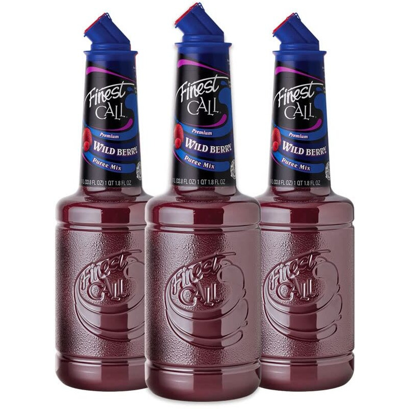 Finest Call Premium Wild Berry Puree Drink Mix, 1 Liter Bottle (33.8 Fl Oz), Pack Of 3