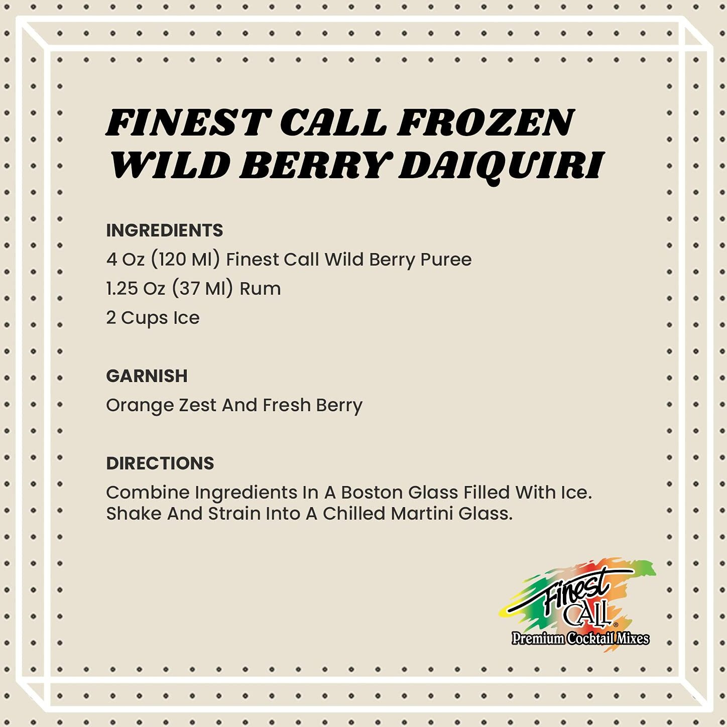 Finest Call Premium Wild Berry Puree Drink Mix, 1 Liter Bottle (33.8 Fl Oz), Pack Of 3