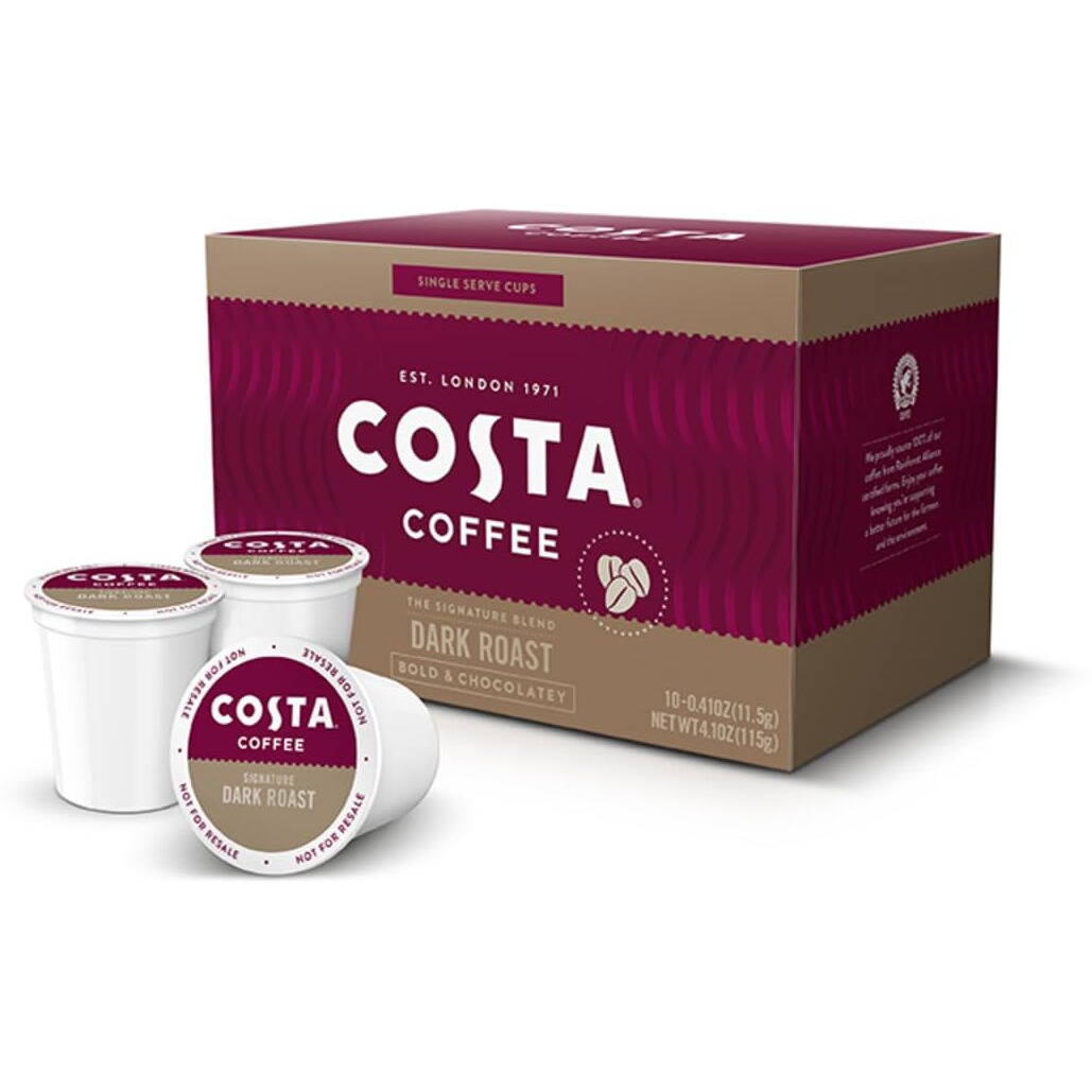 Costa Coffee Single Serve Pods Compatible With Keurig K-Cup Brewers Dark Roast, 20 Count