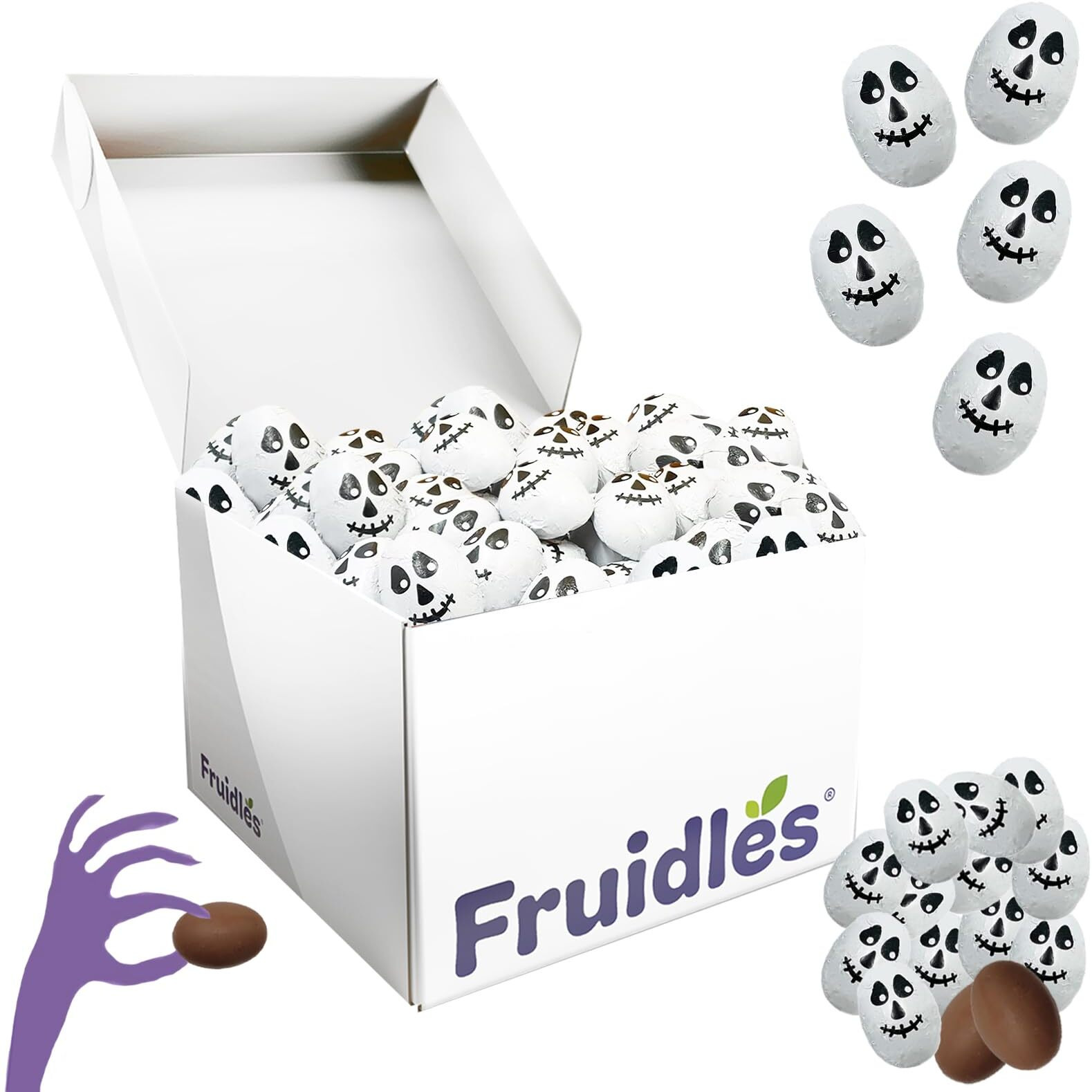 Fruidles Halloween Skulls, Double Crisp, Trick-Or-Treat Party Bag Fillers, Individually Wrapped In Multi-Color Skull Design Foils, Kosher Certified (5 Pounds (Bulk))