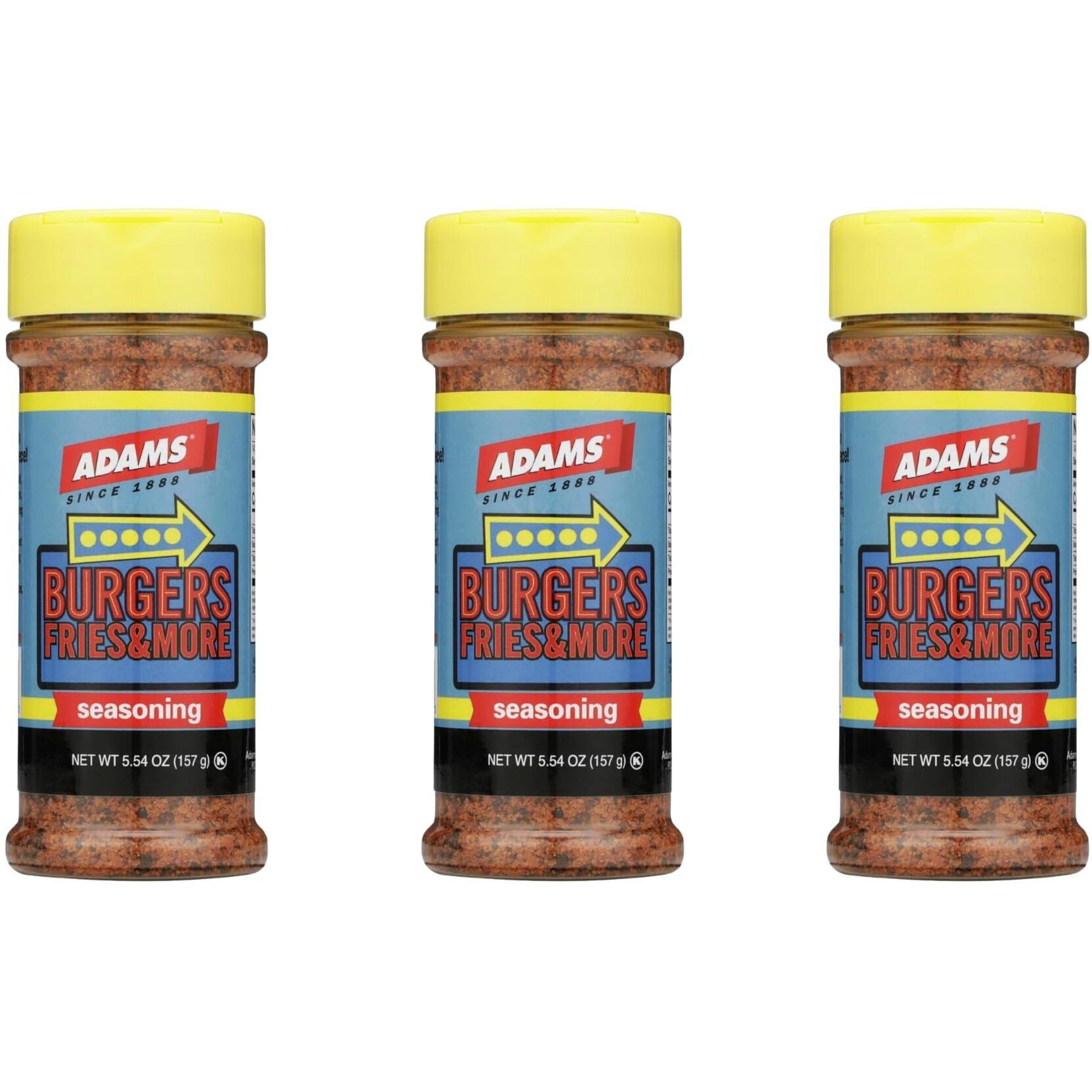 Adam's Seasonings 3.5-6Oz Container (Pack Of 3) Choose Flavor Below (Burgers Fries & More 5.54Oz)