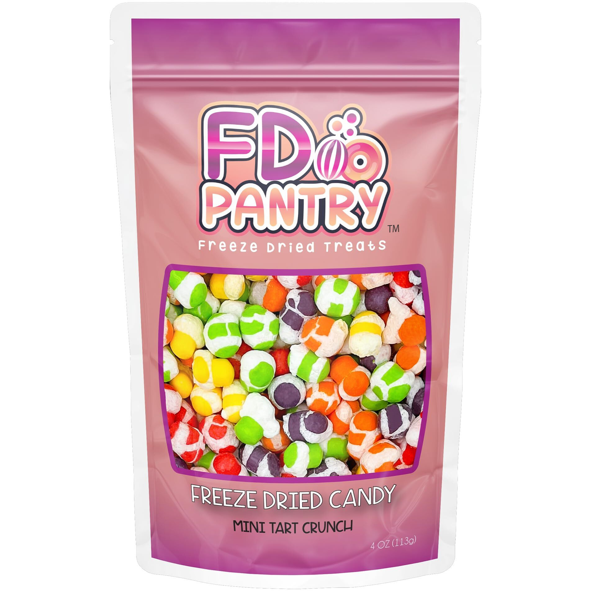 Freeze Dried Candy Tarts Mini Crunch- Light Crunchy Sweetness, 4 Oz Flavors- Variety Mixed Fruit Punch. Tarts Mini Resealable Bag Freshness. Tangy Sweet