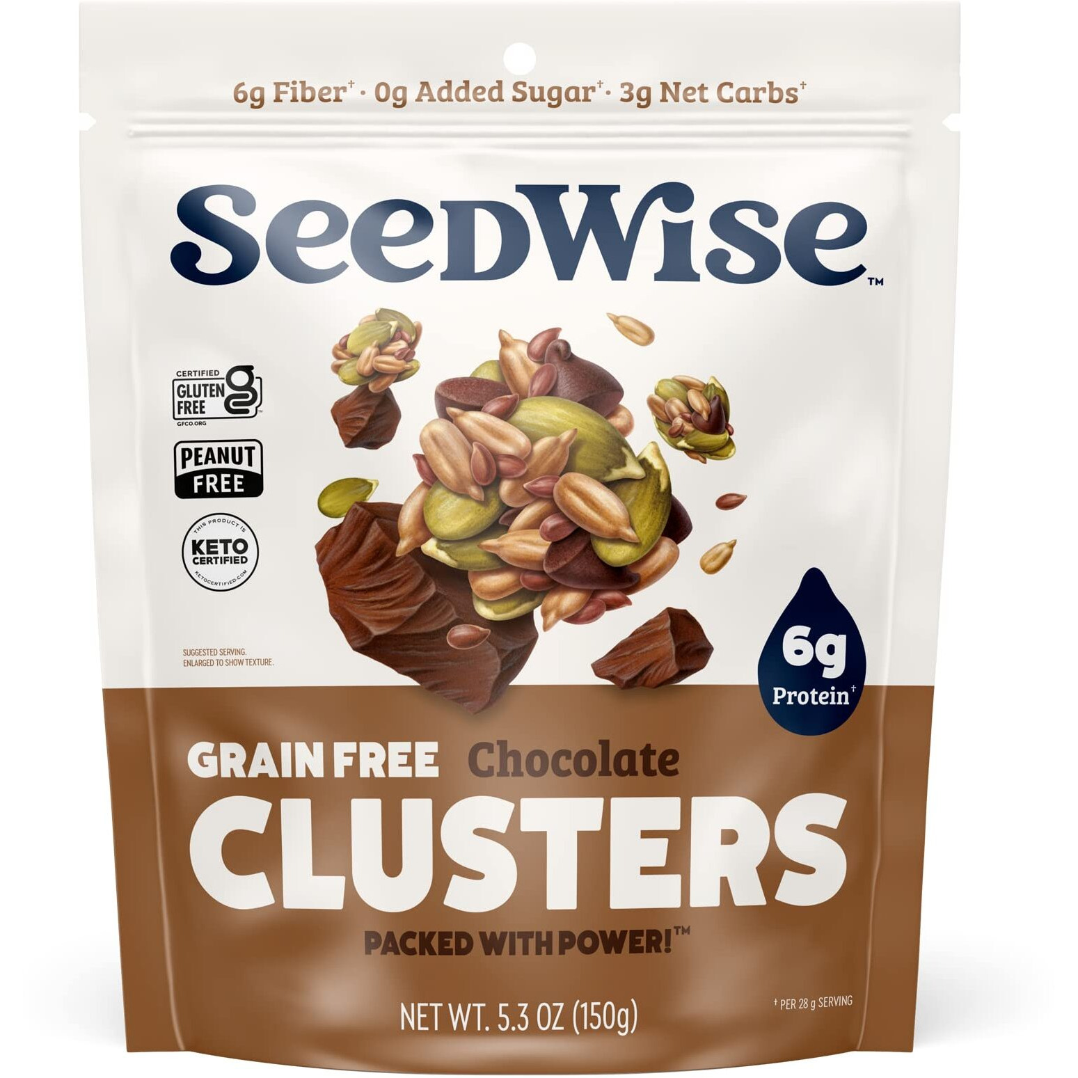 Ozery Bakery Super Seed Crunch Clusters, Chocolate, Plant Based, Vegan, Keto Snack, 5.3 Ounce (Pack Of 3)