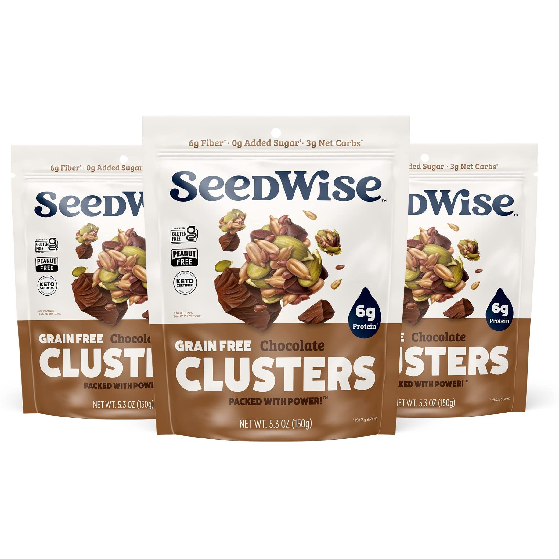 Ozery Bakery Super Seed Crunch Clusters, Chocolate, Plant Based, Vegan, Keto Snack, 5.3 Ounce (Pack Of 3)