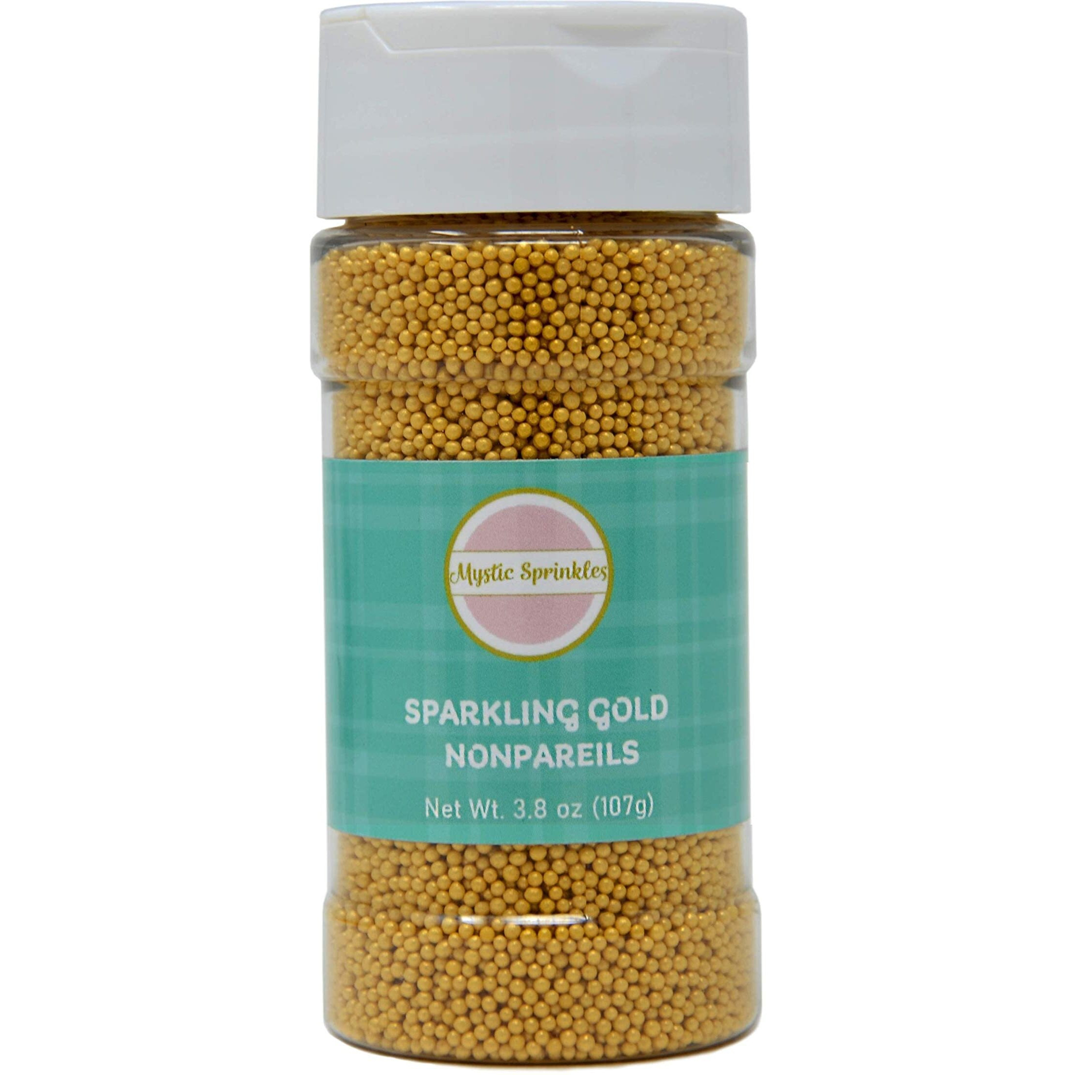 Mystic Sprinkles Sparkling Gold Nonpareils 3.8Oz Bottle