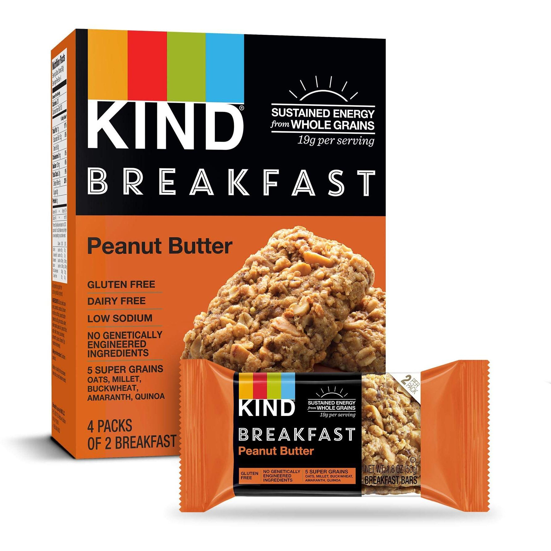 Kind Breakfast Bars, Peanut Butter, Gluten Free, 1.8Oz, 16 Count