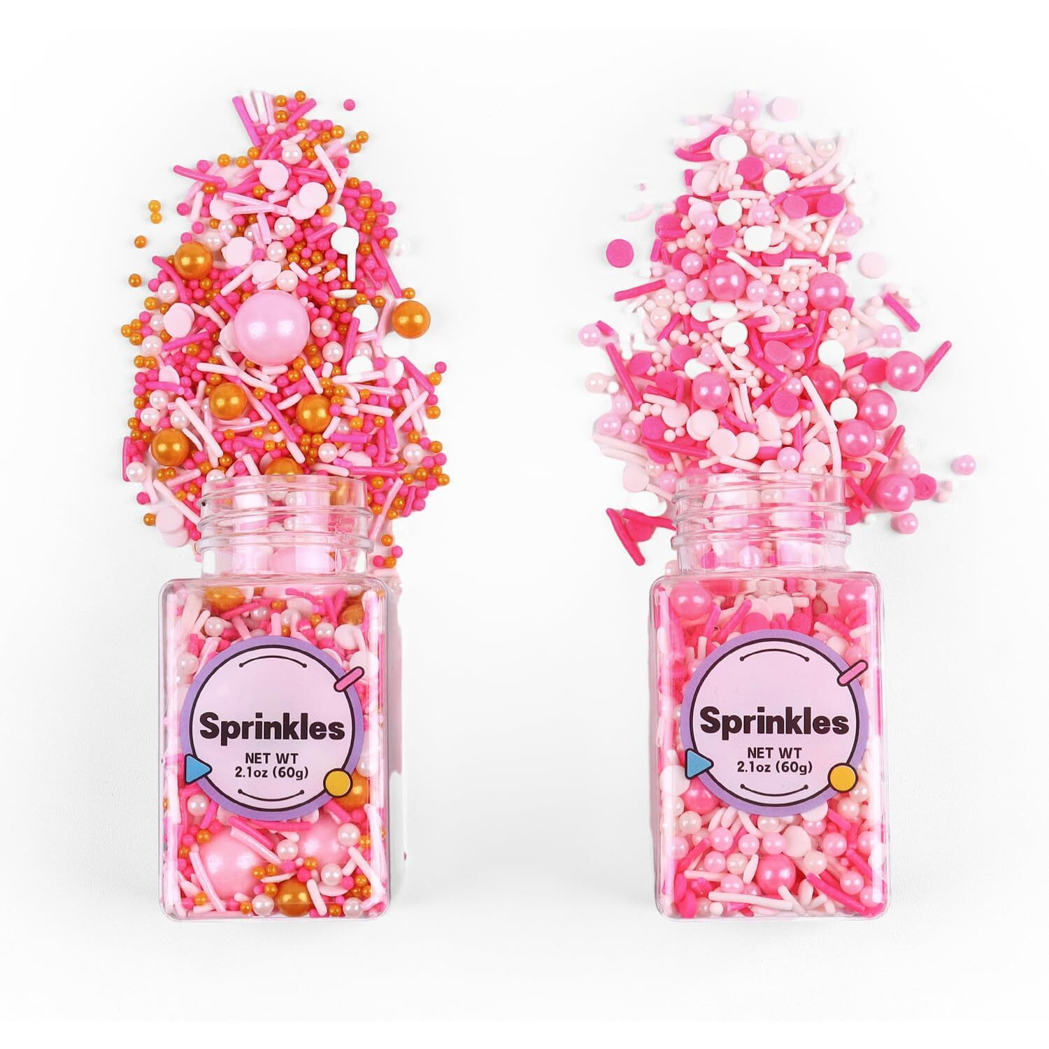 Edible Pink Sprinkle, Valentines Sprinkles Dessert Decorating, Confetti Sprinkle, Pearl Sprinkle, Pink Jimmies Sprinkle For Cake, Cupcake, Chocolate, Macaron, Waffle And Ice Cream(120G/4.23Oz)