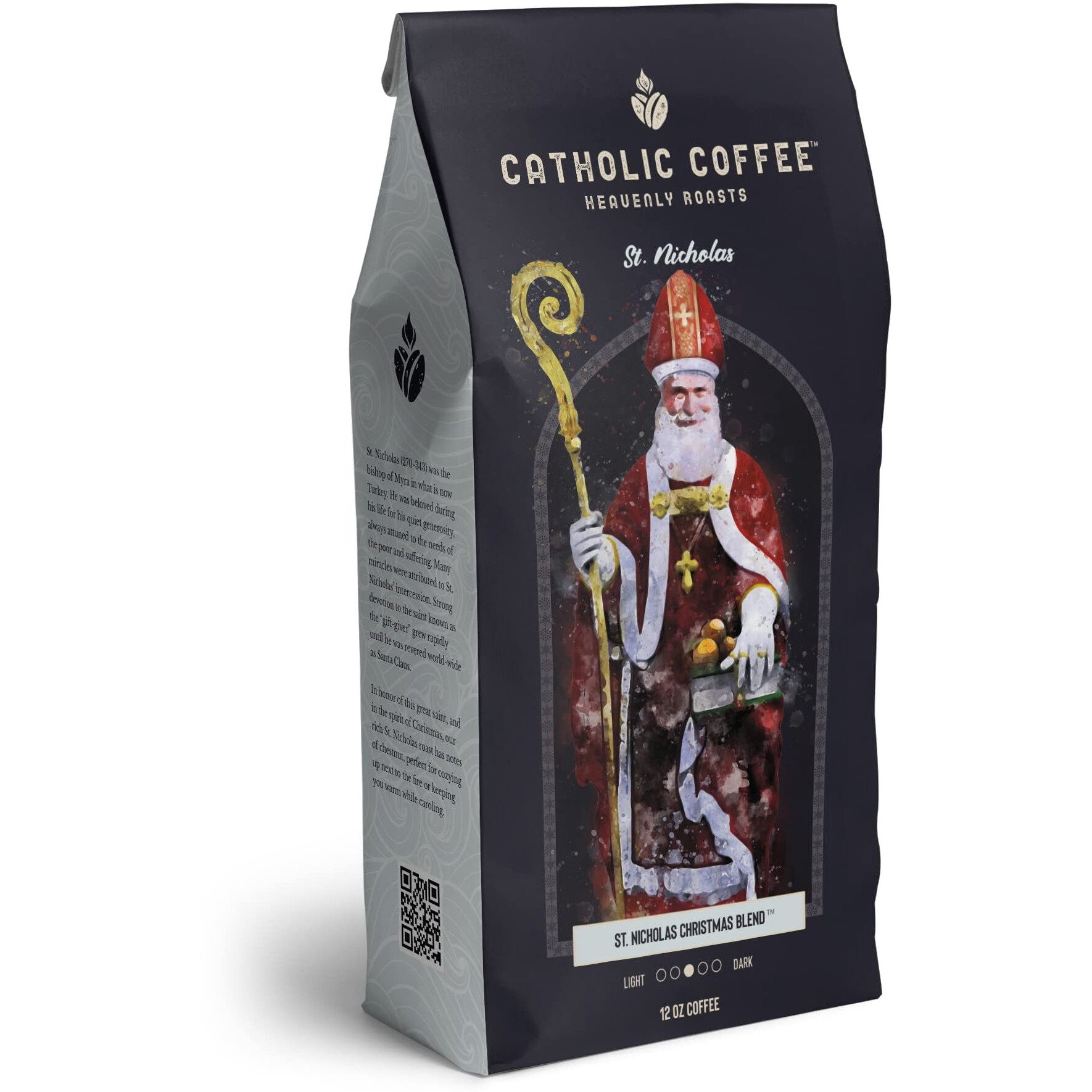 St. Nicholas Christmas Blend (Ground) 12 Ounces Catholic Coffee, Heavenly Roasts Ground Coffee