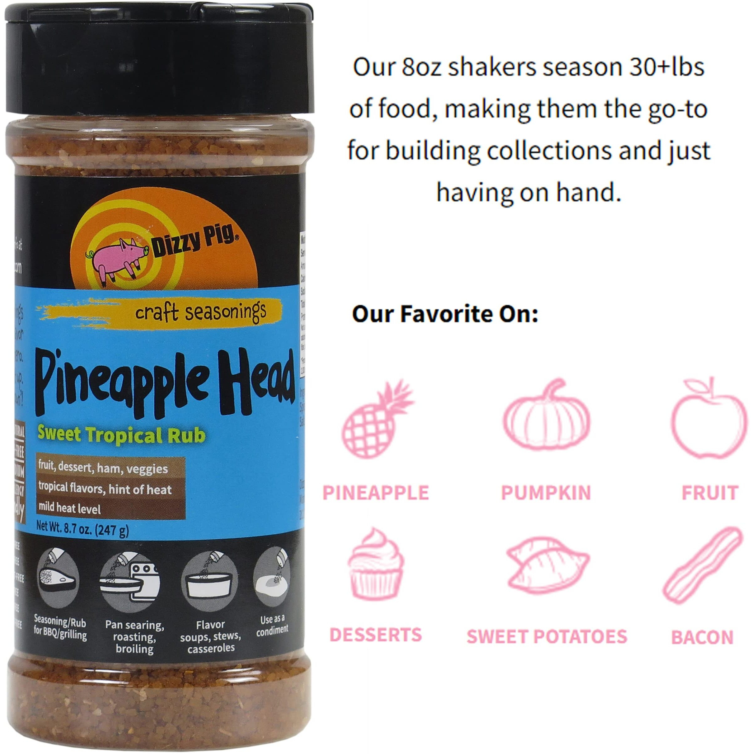 Dizzy Pig Barbecue Company Pineapple Head Seasonings - Savory Sweet (8Oz Shaker, Two Pack)