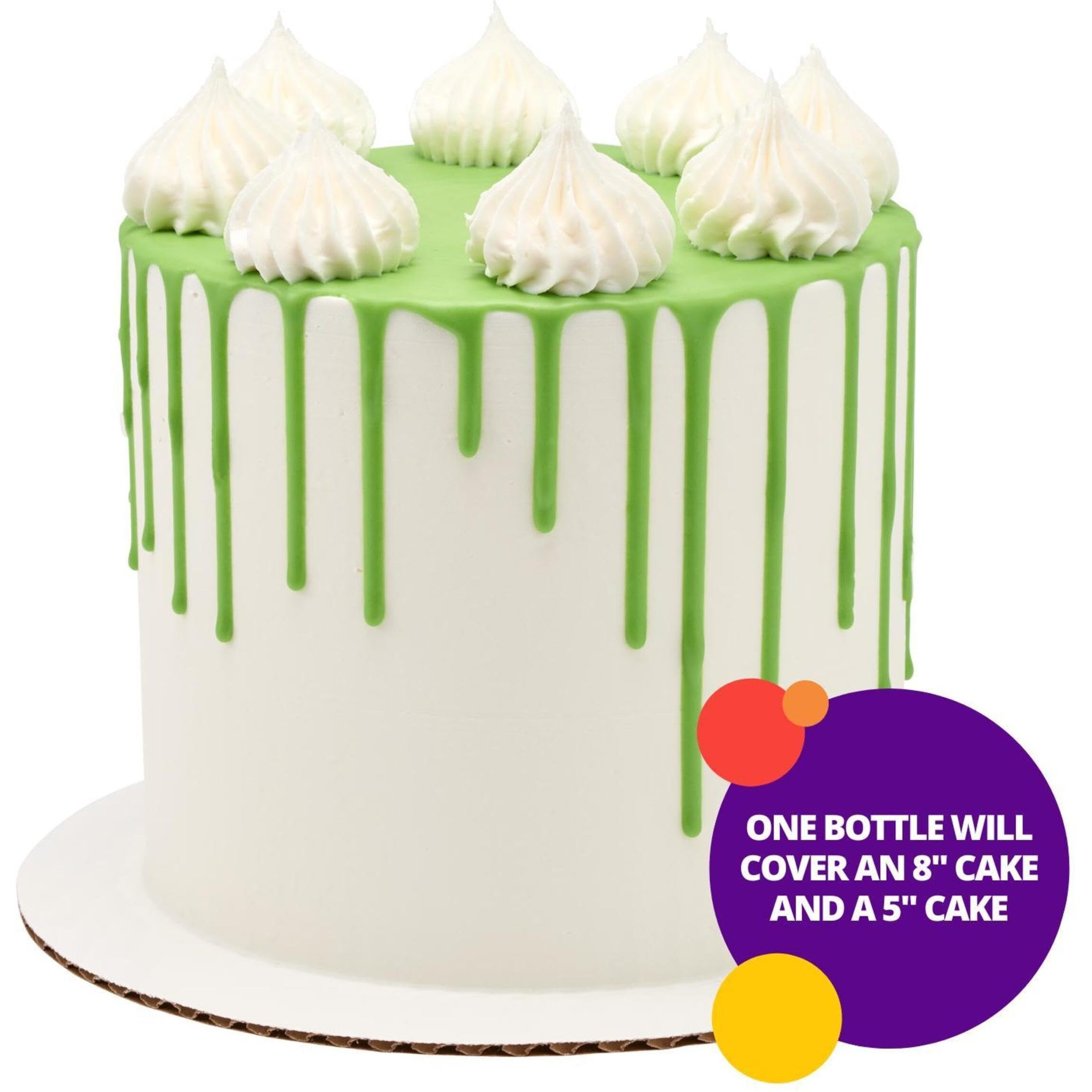 Decopac Cake Drip, Bright Green Color, Vanilla Flavor, Matte Like Chocolate, 6.35 Oz