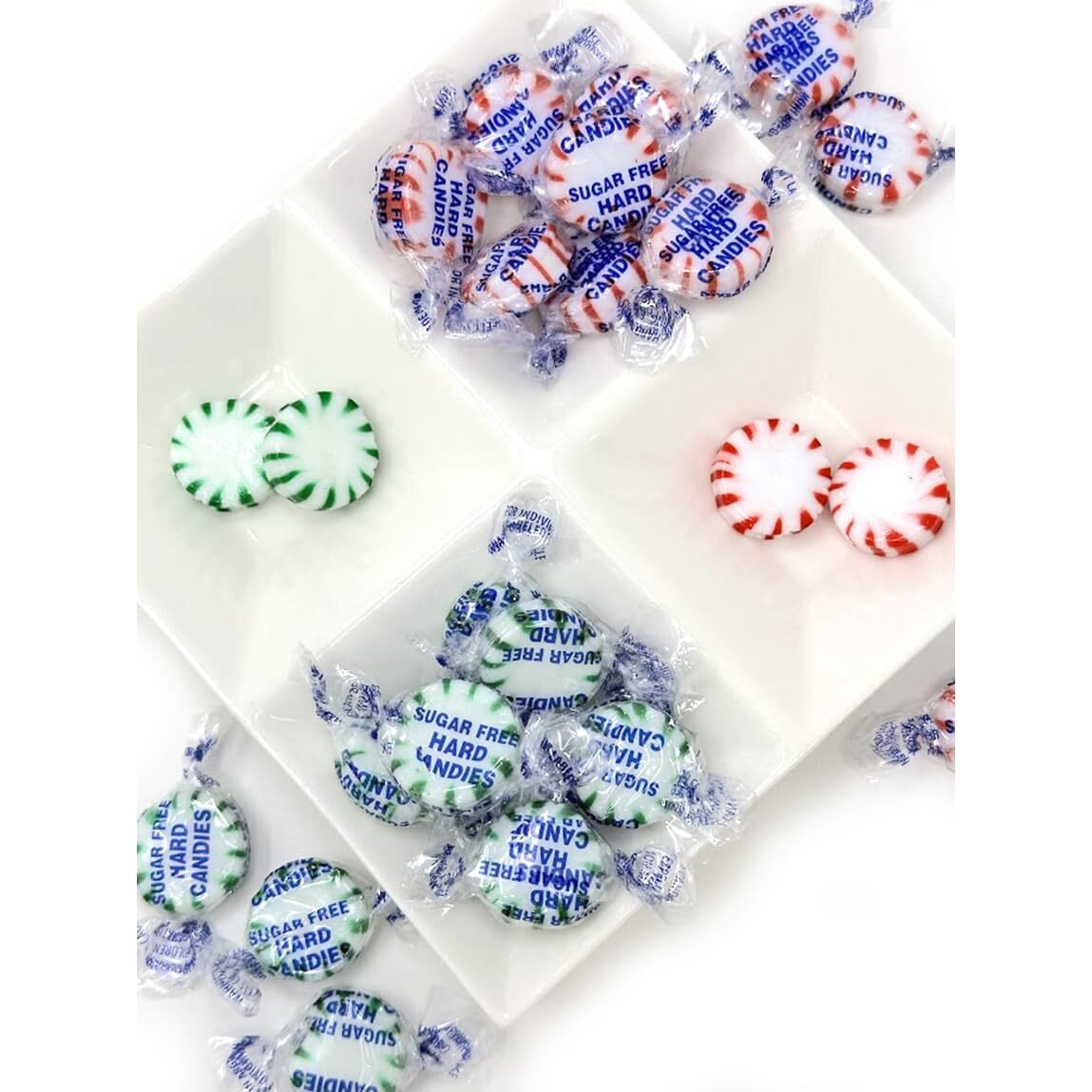 Sweetgourmet Sugar-Free Christmas Wrapped Hard Candy | Peppermint - Spearmint | 1 Pound