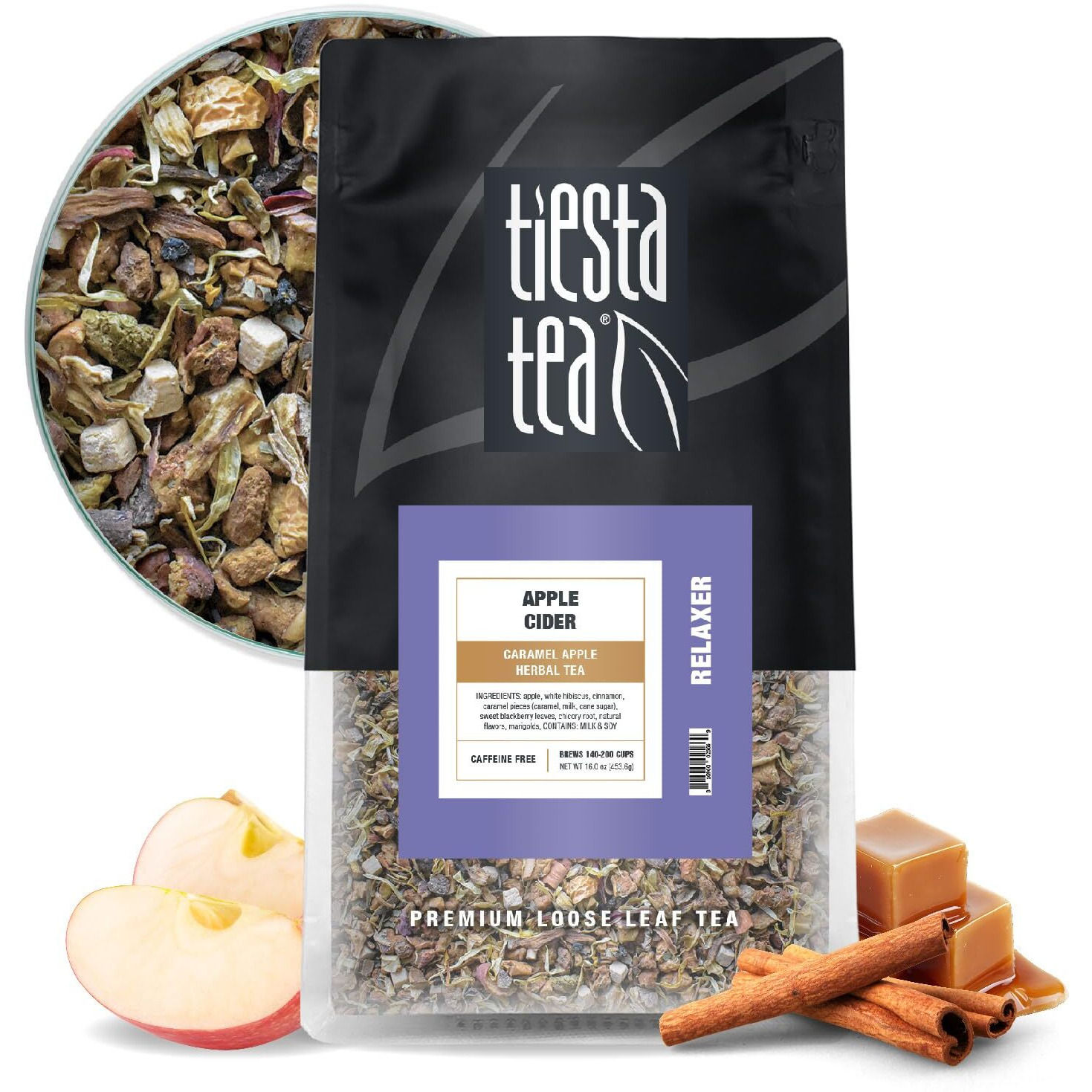 Tiesta Tea - Apple Cider - Caramel Apple Herbal Tea - Loose Leaf Tea Blend - Non-Caffeinated Herbal Tea - Make Hot Or Iced Tea Up To 140-200 Cups - 16 Oz Resealable Bulk Bag