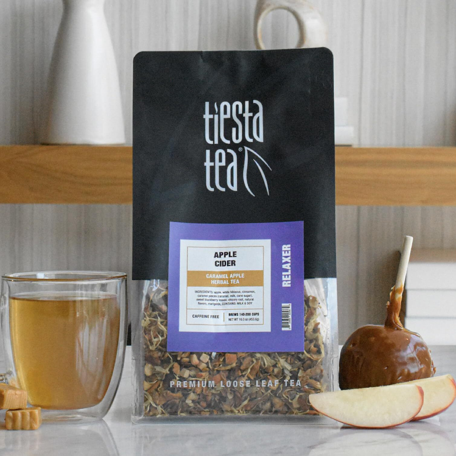 Tiesta Tea - Apple Cider - Caramel Apple Herbal Tea - Loose Leaf Tea Blend - Non-Caffeinated Herbal Tea - Make Hot Or Iced Tea Up To 140-200 Cups - 16 Oz Resealable Bulk Bag