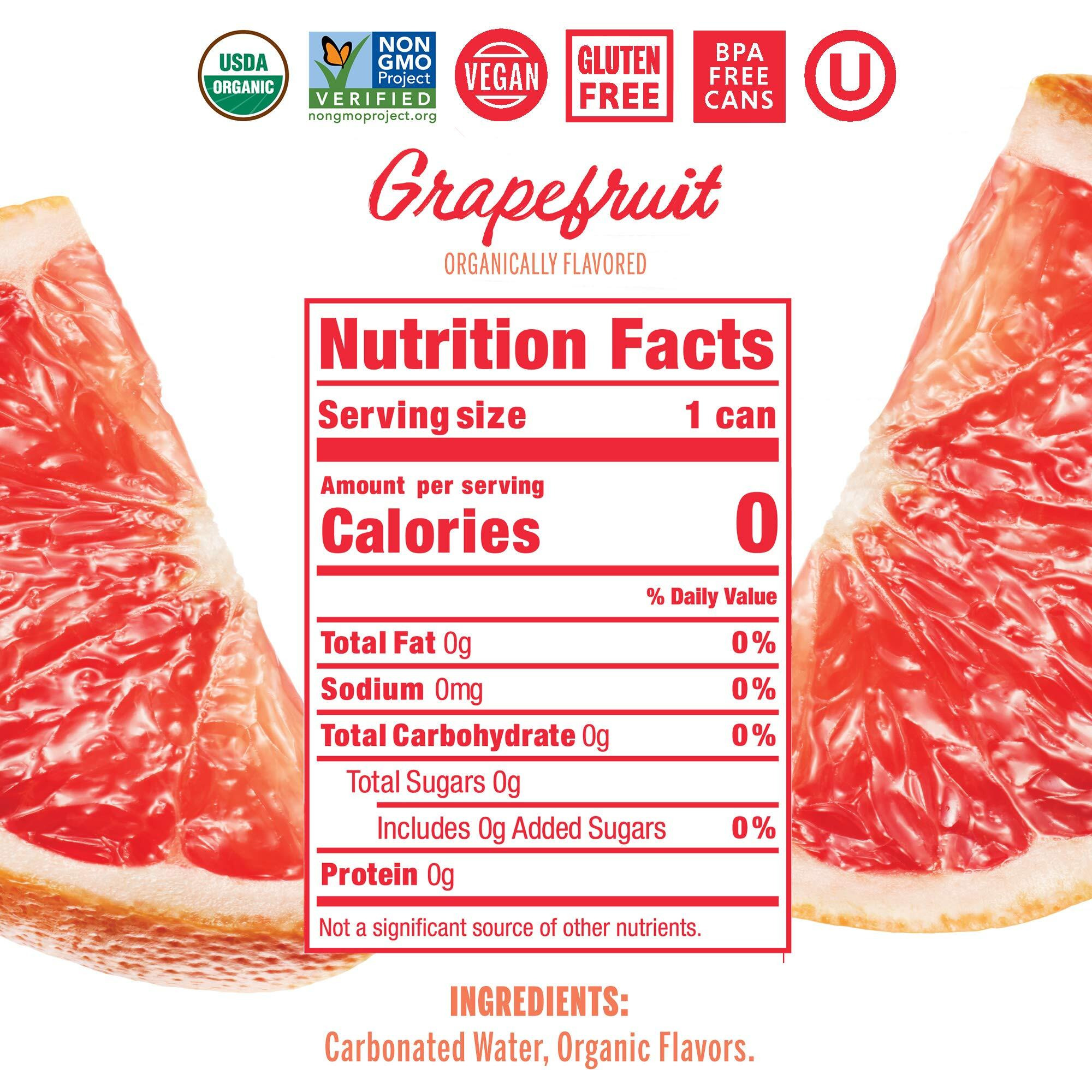 Nixie Sparkling Water, Grapefruit | 12 Fl Oz Cans, 24 Pack | Organic, Vegan, Non-Gmo, Gluten Free, 0 Calories, 0 Sugar, 0 Sodium