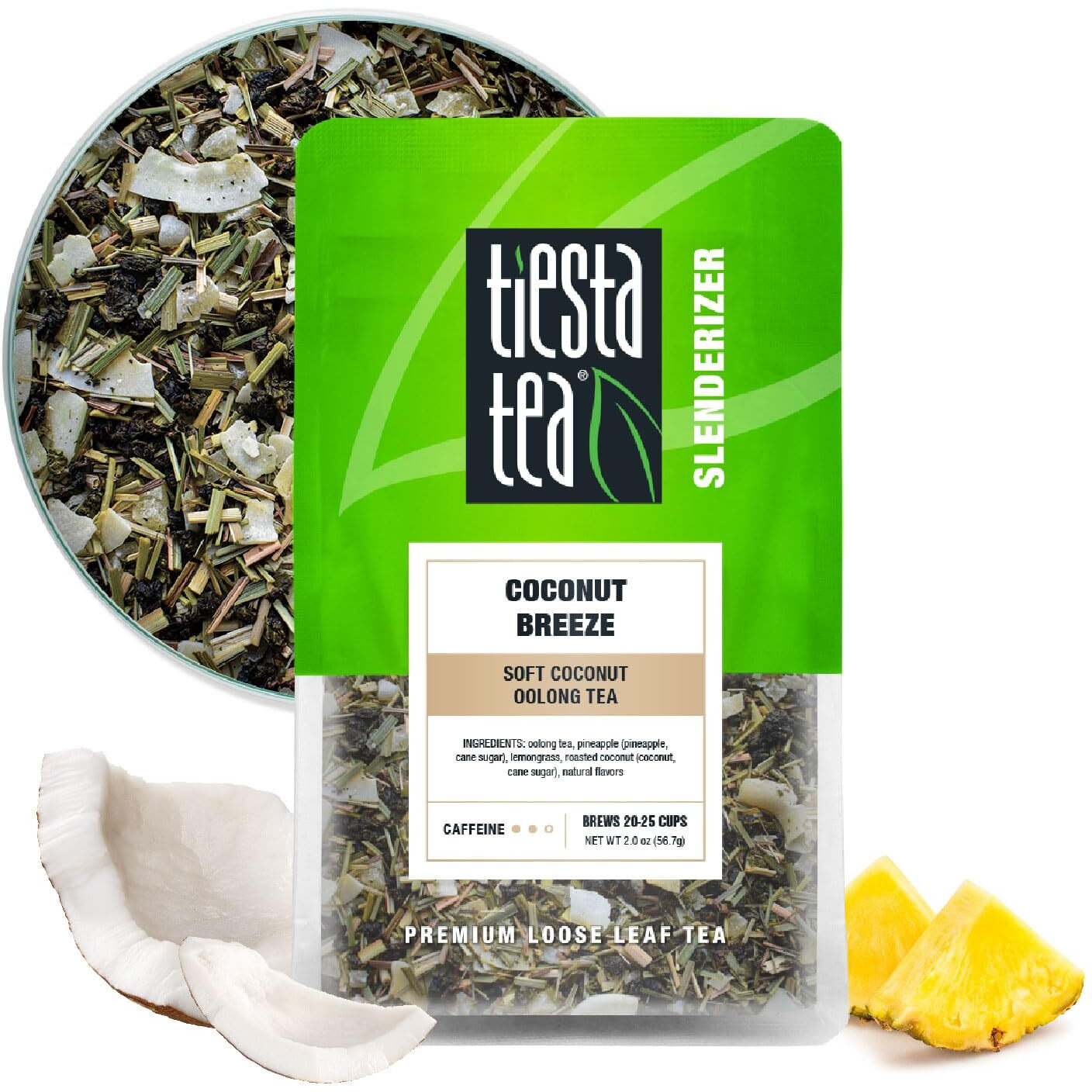 Tiesta Tea - Coconut Breeze - Soft Coconut Oolong Tea - Loose Leaf Tea Blend - Medium Caffeinated Oolong Tea - Make Hot Or Iced Tea Up To 20-25 Cups - 2 Oz Resealable Pouch