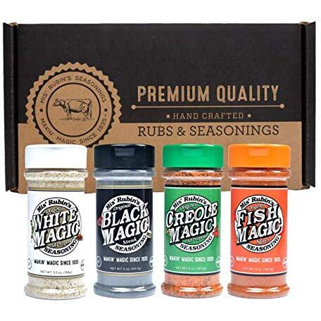 Mis Rubins Magic Seasoning Variety Pack - Black Magic, White Magic, Creole Magic, Fish Seasoning | Gourmet Spices Gift Set | All Purpose Seasoning Pack | Multipack Seasoning Set 1X4 (5Oz * 4)
