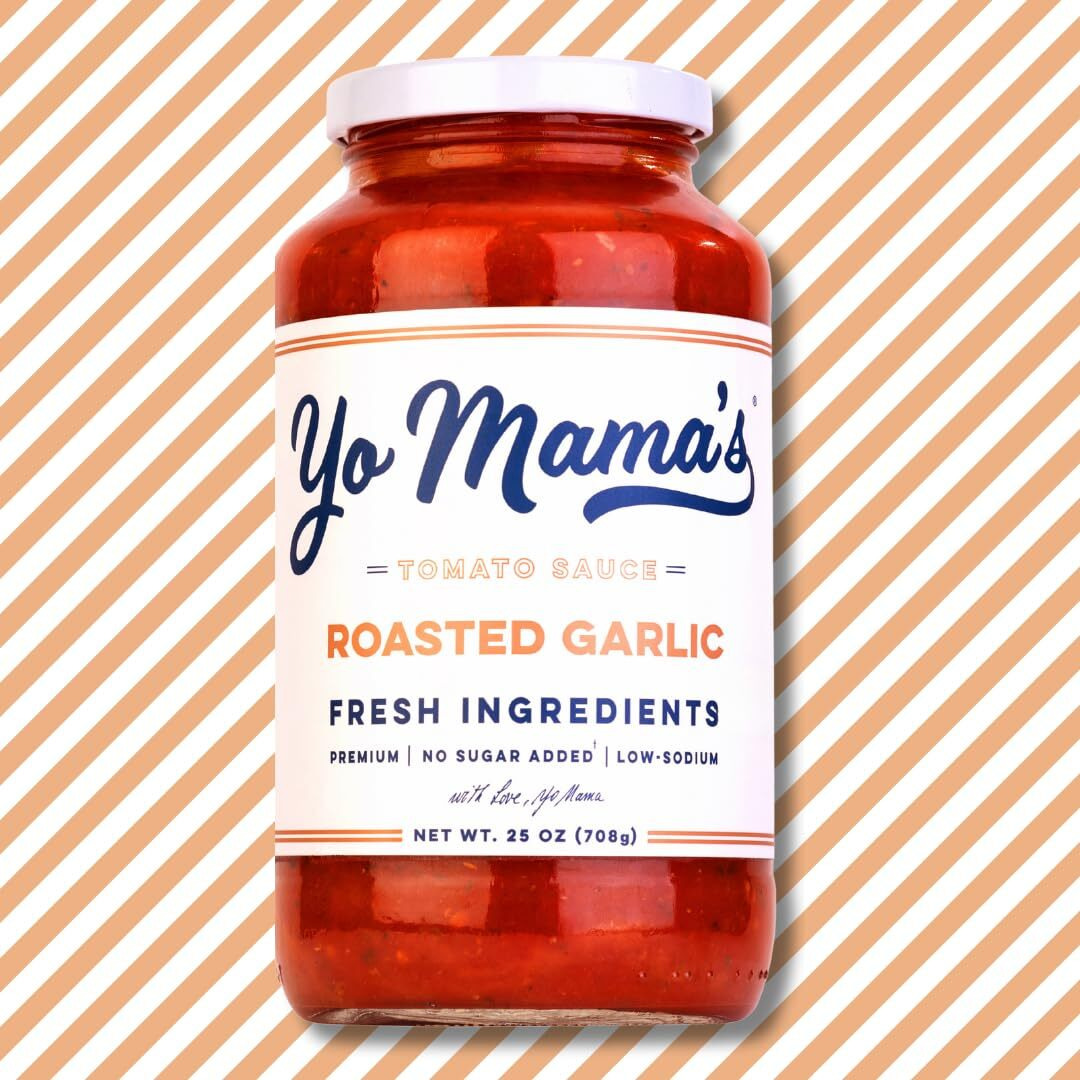 Yo Mama's Foods Keto Roasted Garlic Pasta Sauce - Pack Of (1) - No Sugar Added, Low Carb, Low Sodium, Vegan+Gluten Free, Paleo Friendly, And Made With Fresh Non-Gmo Tomatoes