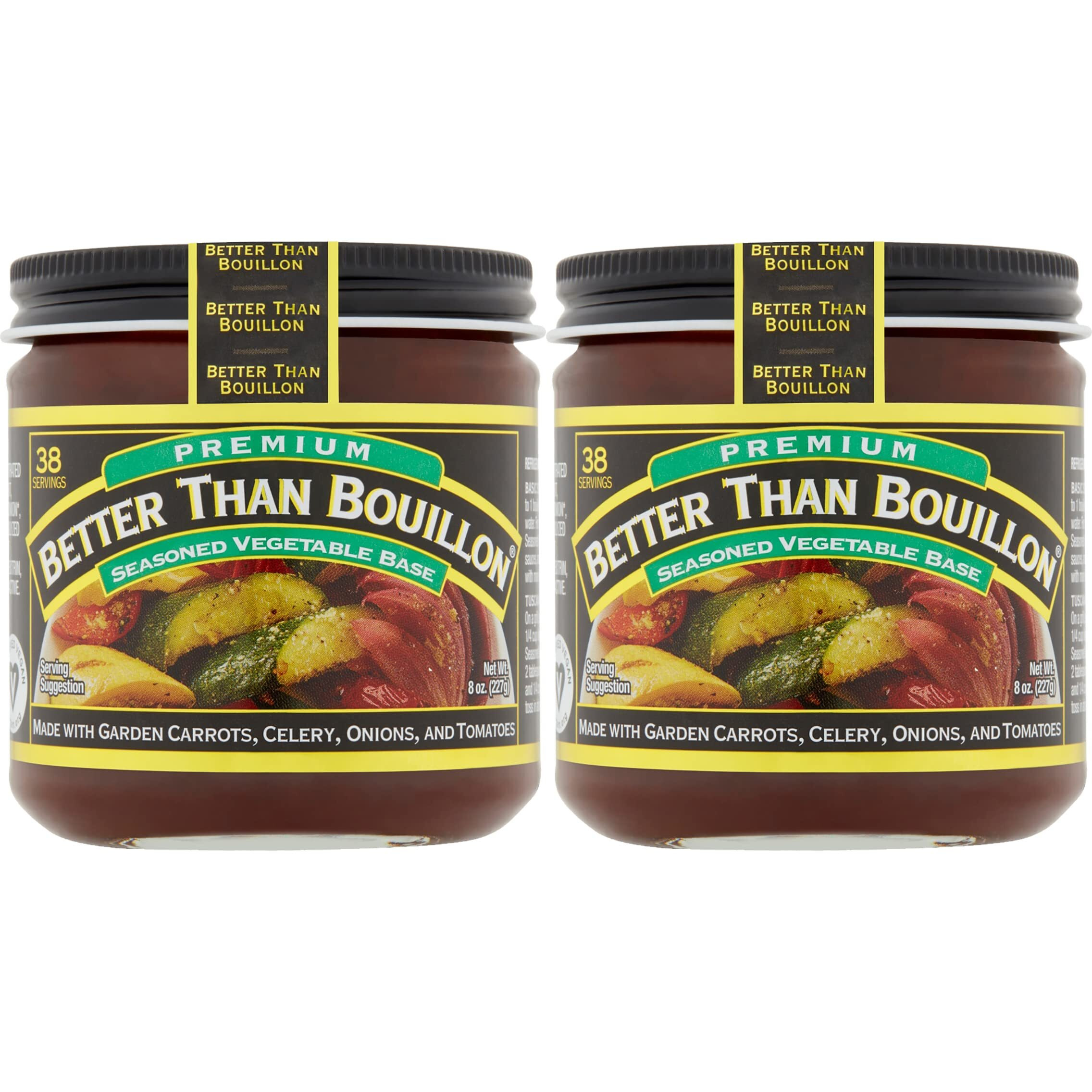 Better Than Bouillon Premium Seasoned Vegetable Base, Blendable Base For Added Flavor, 38 Servings Per Jar 8 Ounce (Pack Of 2)