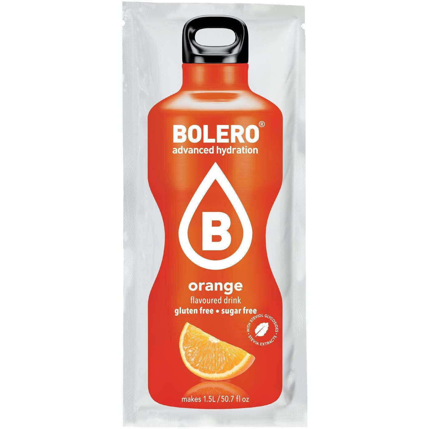 Bolero - Orange Flavored, Sugar Free And Low Calorie Powdered Drink Mix, Makes 1/2 Gallon For Strong Flavor Or 1 Gallon For Mild Flavor, 12 Large Sachets - Europe's Favorite Drink Mix
