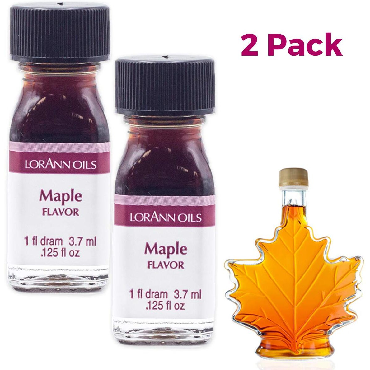 Lorann Maple Ss Flavor, 1 Dram Bottle (.0125 Fl Oz - 3.7Ml - 1 Teaspoon) - 2Pack
