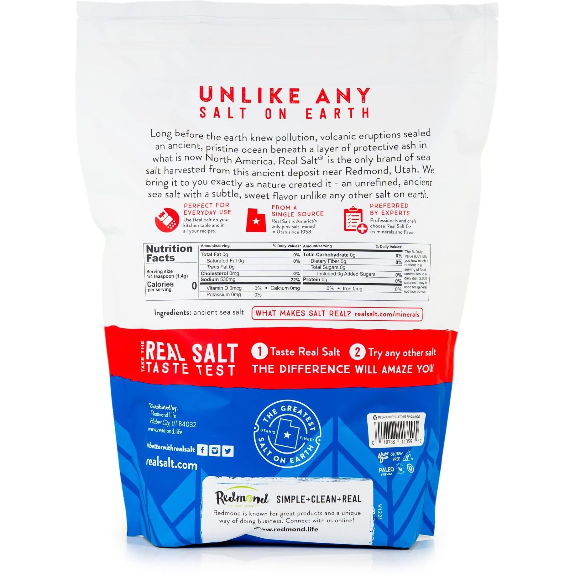 Redmond Real Salt 10 Lb Bag- Natural Unrefined Gluten Free, Fine Sea Salt, 10Lb Bag