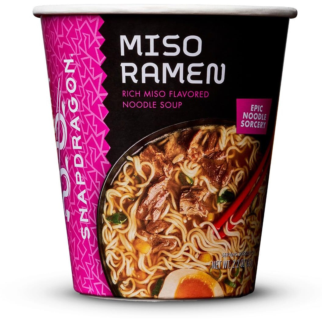Snapdragon Miso Ramen Six Pack - Rich Miso Broth With Authentic Ramen Noodles Satisfy Your Craving, Includes Six 2.2 Oz Cups