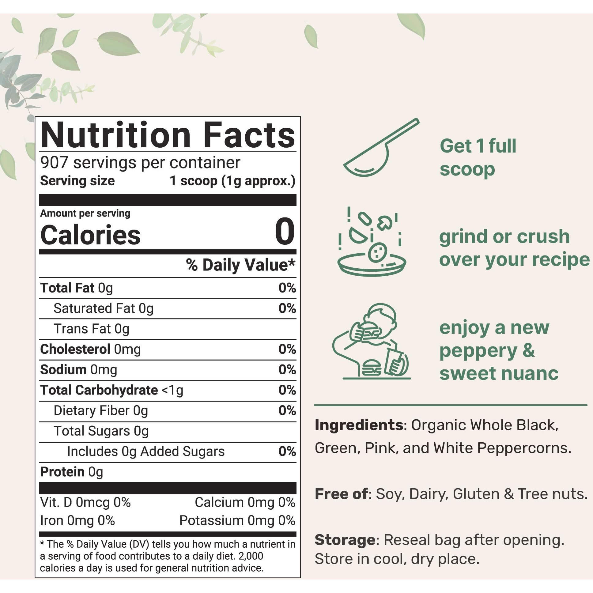 Micro Ingredients Organic Whole Rainbow Peppercorns, 2Lbs | Premium Whole Peppercorns For Grinder Refill | Great For Seasonings, Meats & Vegetables | Additive Free, Non-Gmo, Bulk Supply