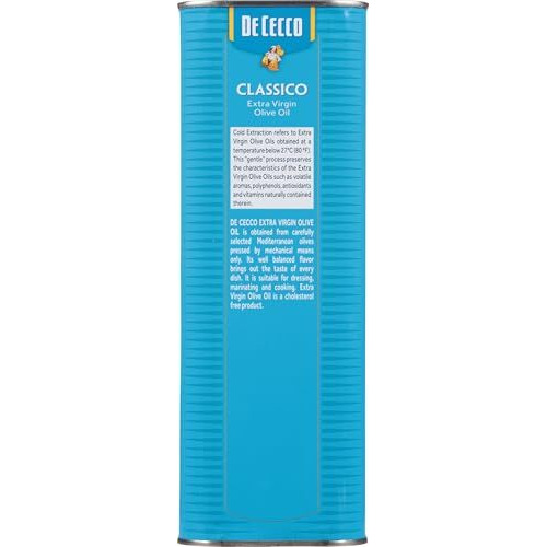 De Cecco Extra Virgin Olive Oil, Classico, Cold Extraction, Great For Cooking & Smooth Taste, 101.4 Fl Oz