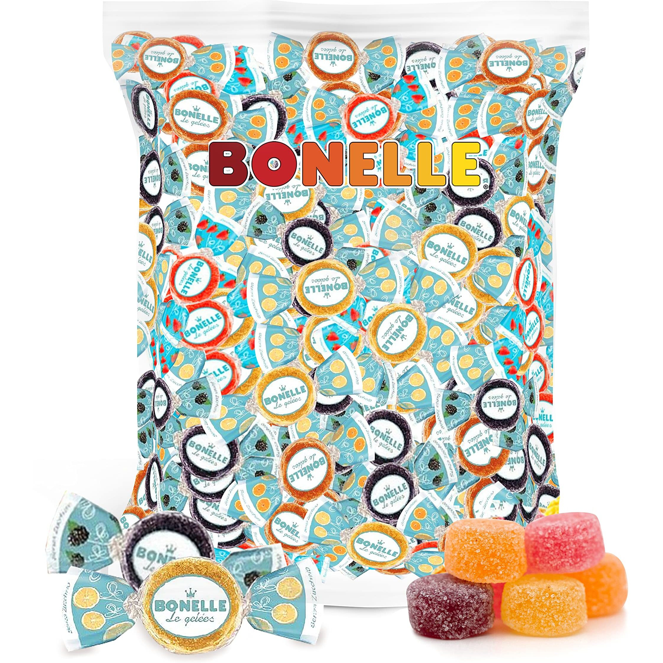 Bonelle Sugar-Free Fruit Jelly Candy, 1-Pound Bag, Assorted Flavors, Individually Wrapped