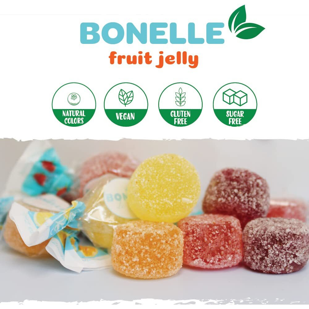 Bonelle Sugar-Free Fruit Jelly Candy, 1-Pound Bag, Assorted Flavors, Individually Wrapped