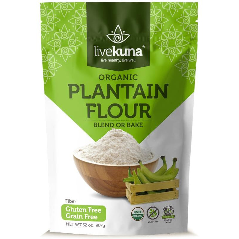 Livekuna Organic Plantain Flour - Gluten Free All Purpose Flour Alternative For Baking & Cooking Recipes - Grain Free Vegan Plantain Flour, Rich In Fiber & Vitamins For Keto & Paleo Diets, 32Oz Bag