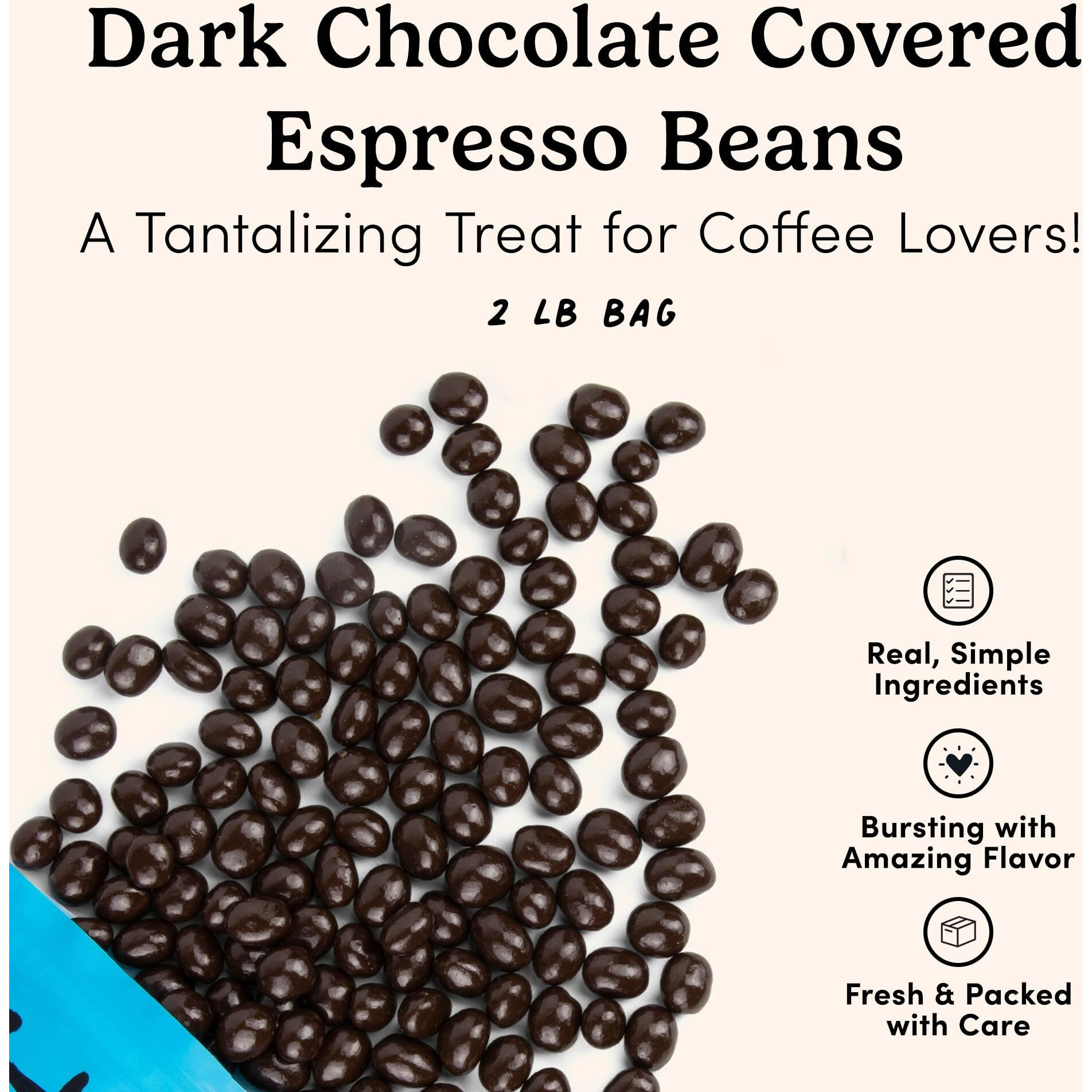 Nuts.Com - Dark Chocolate Covered Espresso Bean - 2 Pound Bag, Great Snack For Adults, Good Source Of Antioxidants & Caffeine - For Office, Holiday Gatherings & Home Snacking