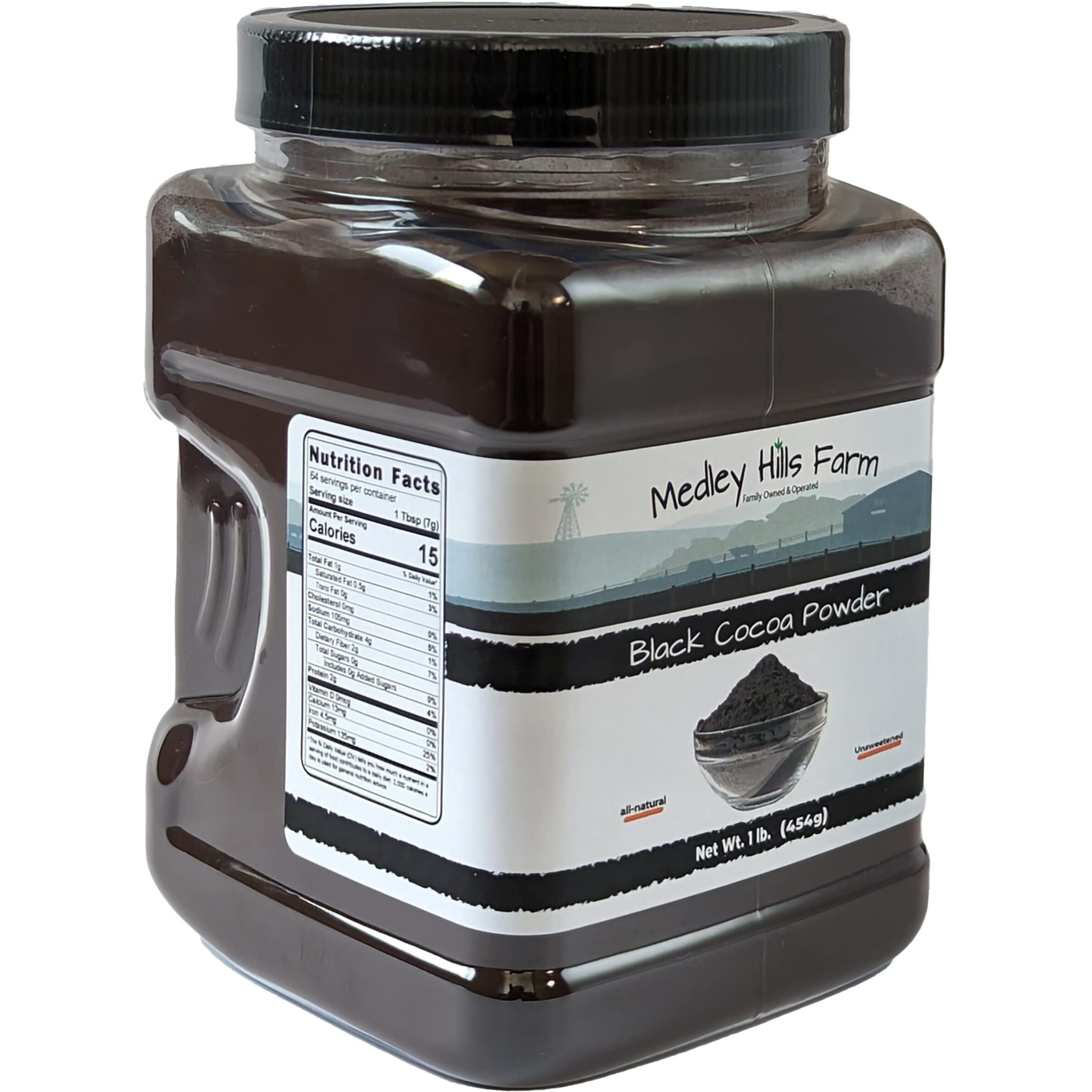 Black Cocoa Powder By Medley Hills Farm 1 Lb. In Reusable Container - Great Black Cocoa Powder For Baking - Dutch Processed Cocoa Powder - Unsweetened