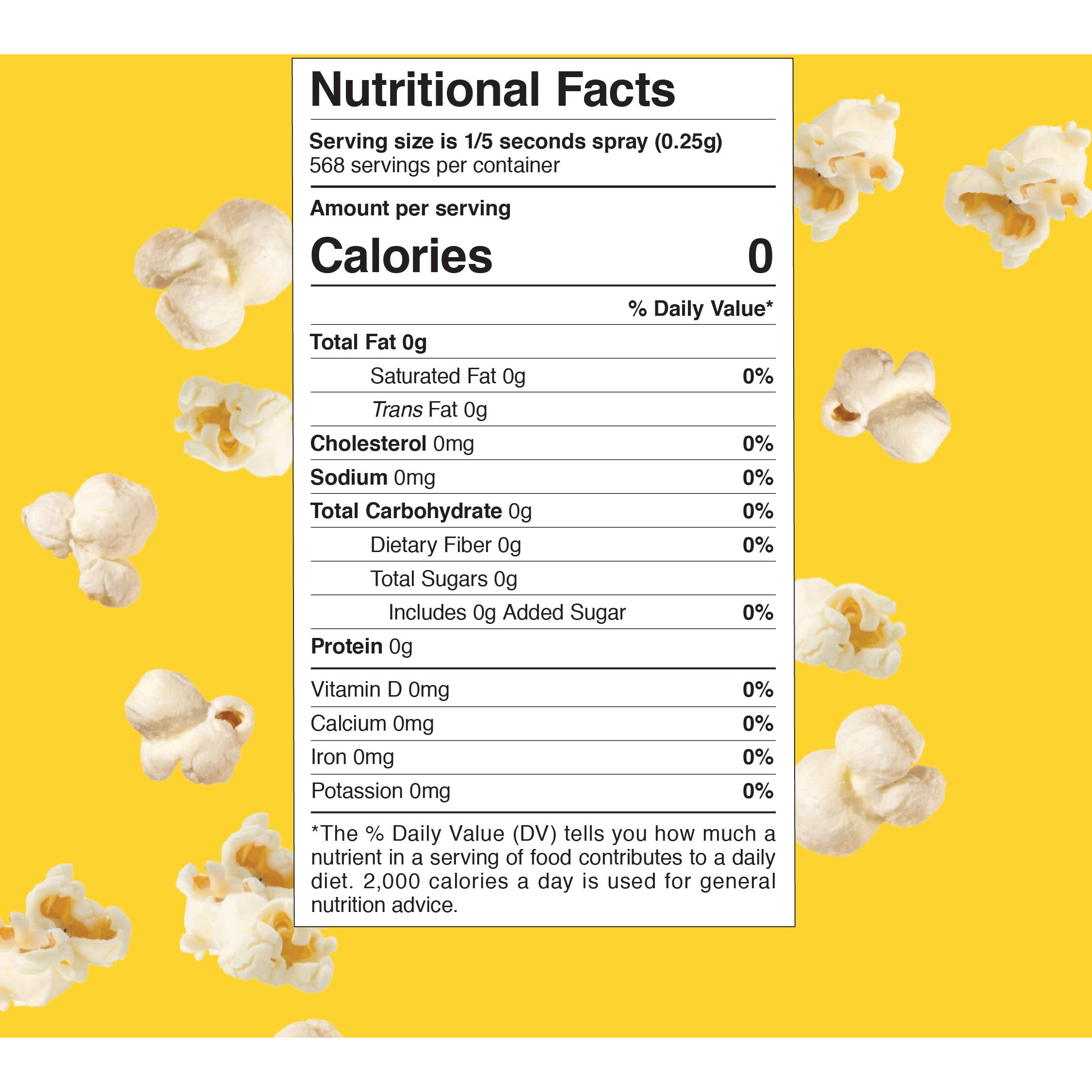 Winona Pure Popcorn Butter Spray Oil - Delicious Popcorn Seasoning, 0 Calories Per Serving, Movie Theater Style, Perfect For Popcorn Lovers - Butter Flavor - 5 Oz (2 Pack)