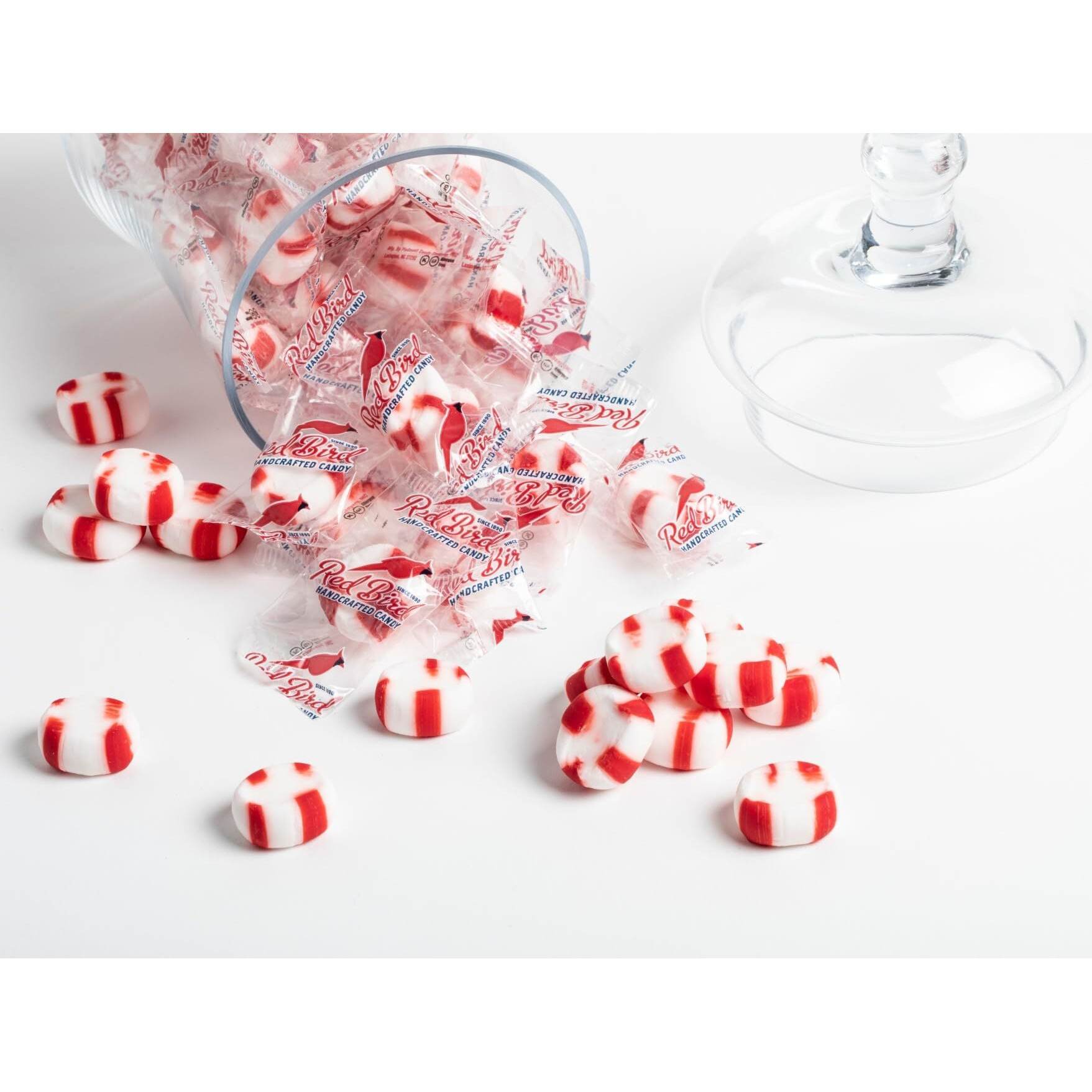 Red Bird Soft Peppermint Candy Puffs, 20 Lb Mints Bulk, Individually Wrapped In Clear Wrapper, Made With 100% Pure Cane Sugar And Natural Peppermint Oil