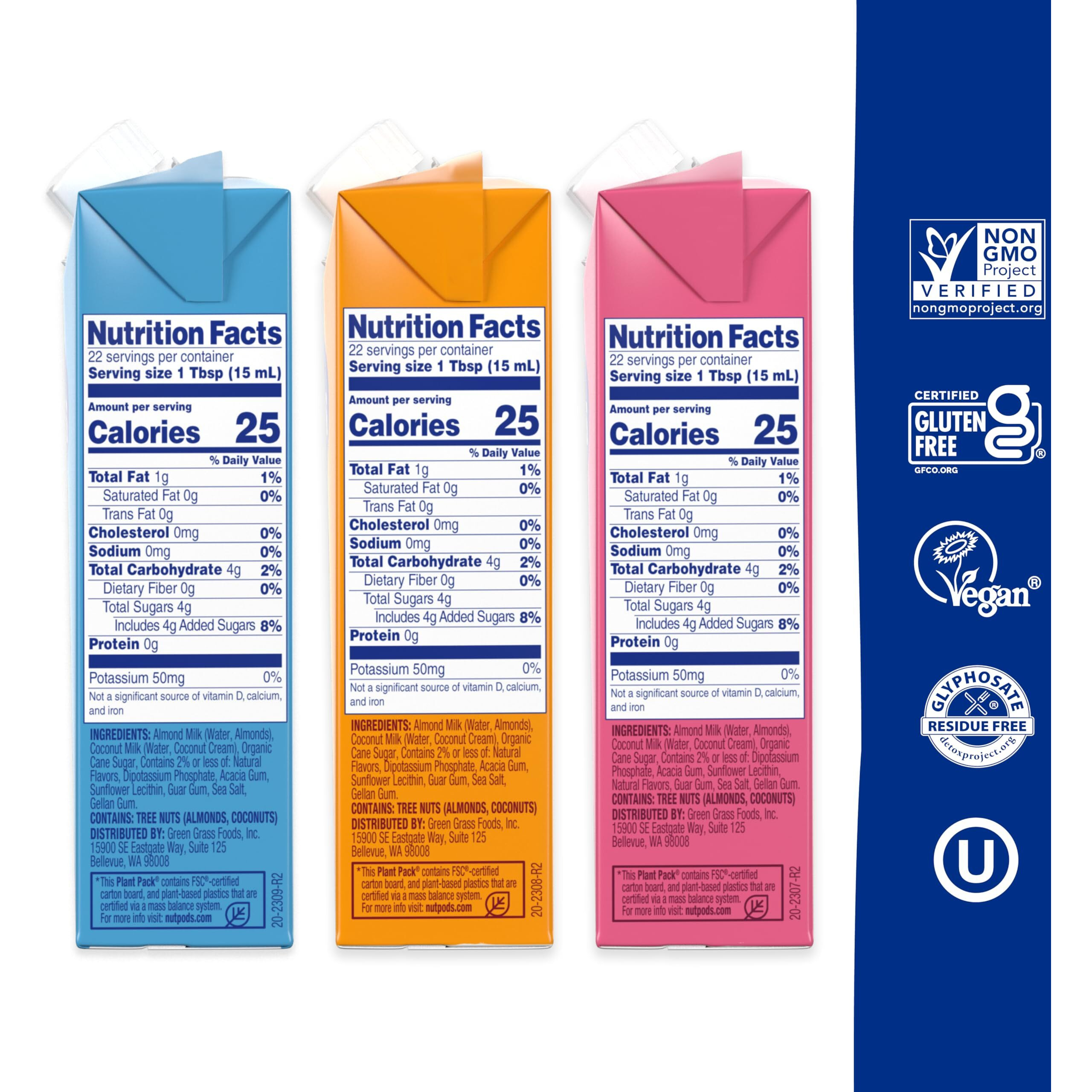 Nutpods Variety Pack Coffee Creamer, Sweetened With Organic Cane Sugar, Made From Almonds And Coconuts, Gluten Free, Non-Gmo, Vegan, Kosher (3-Pack)