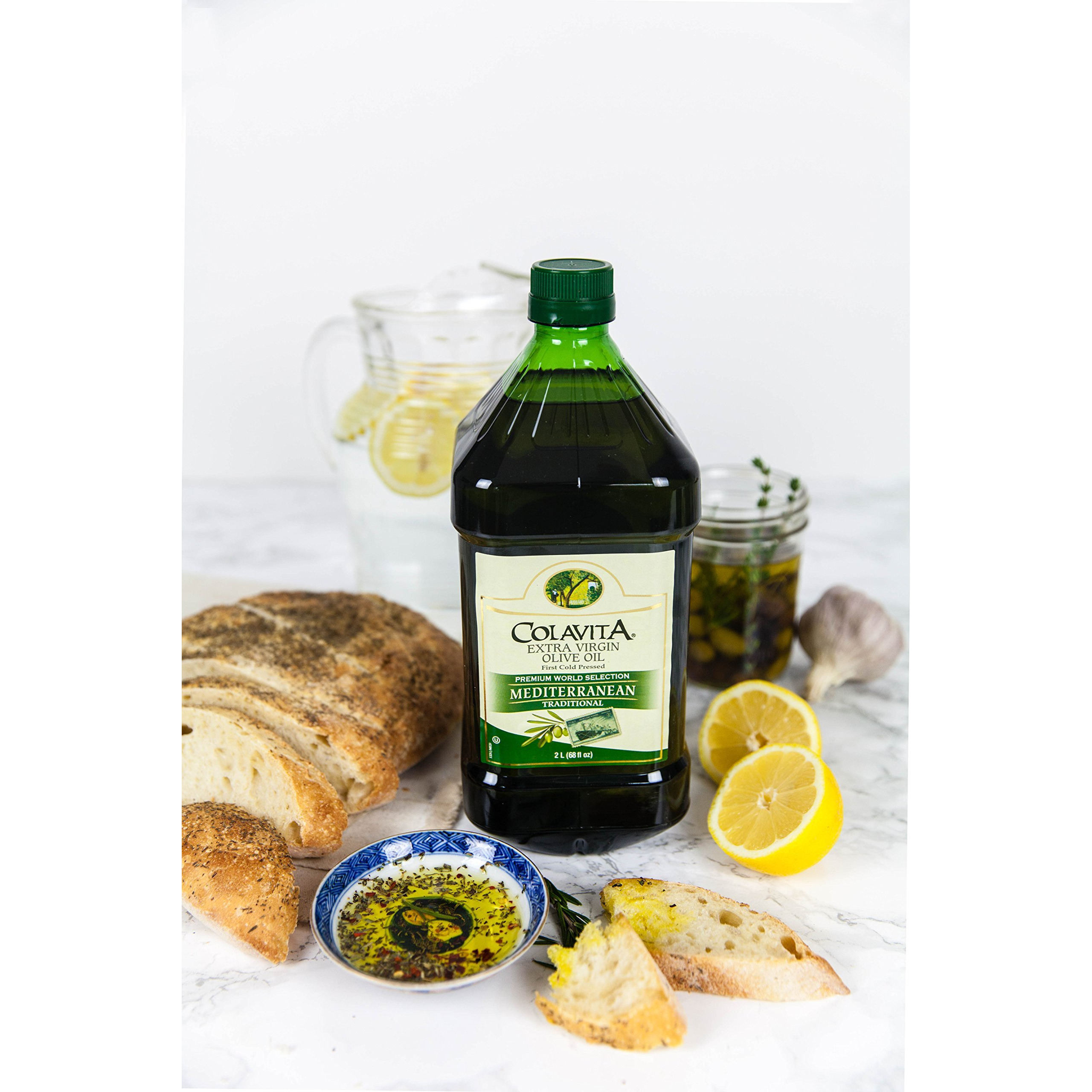 Mediterranean Extra Virgin Olive Oil, 68 Oz Plastic Jug - Cold Pressed Italian Import By Colavita