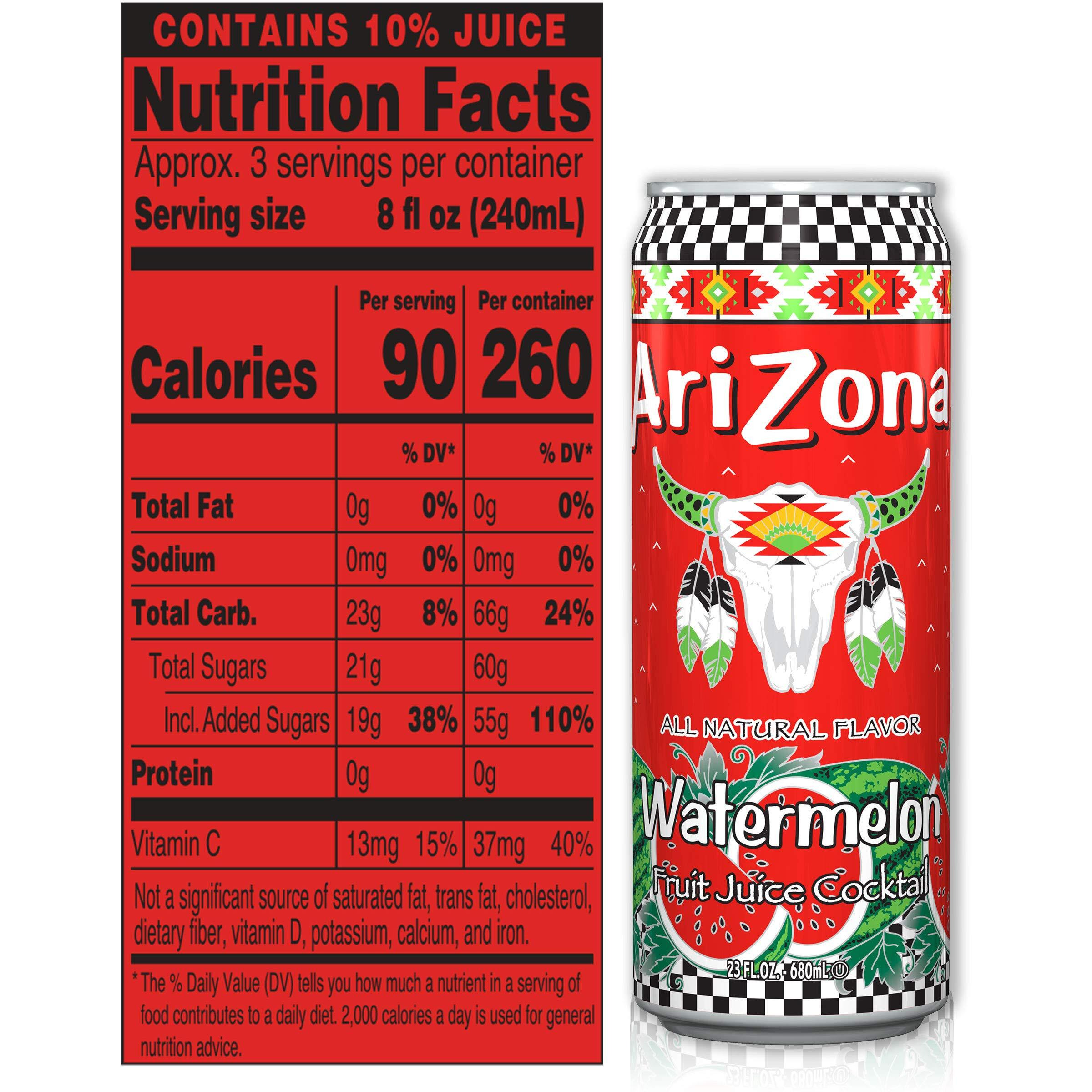 Arizona Watermelon - Fruit Juice Cocktail Big Can, 22 Fl Oz (Pack Of 12)
