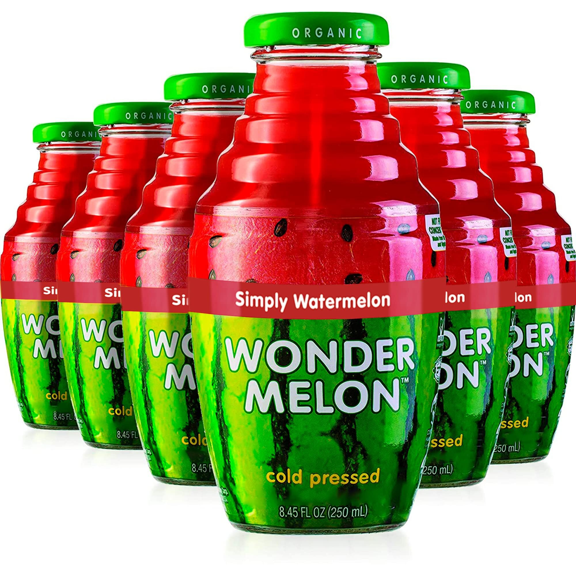 Wonder Melon Organic Watermelon Juice, 8.45Oz (6 Pack) 100% Juice, Cold Pressed