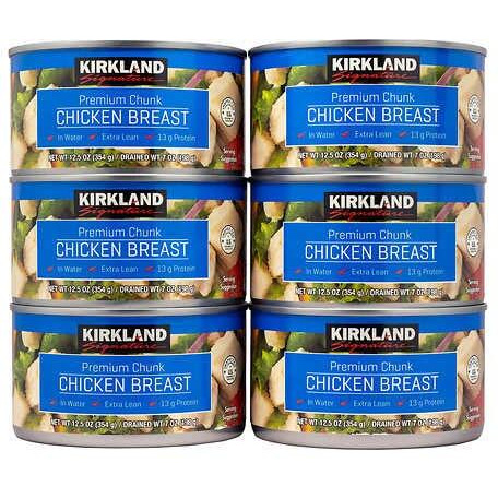 Kirkland Chicken Breast In Water 12.5 Oz. Cans - 6 Count - Premium Chunk - Great For Chicken Salad, Quesadillas, Soups, And Casseroles
